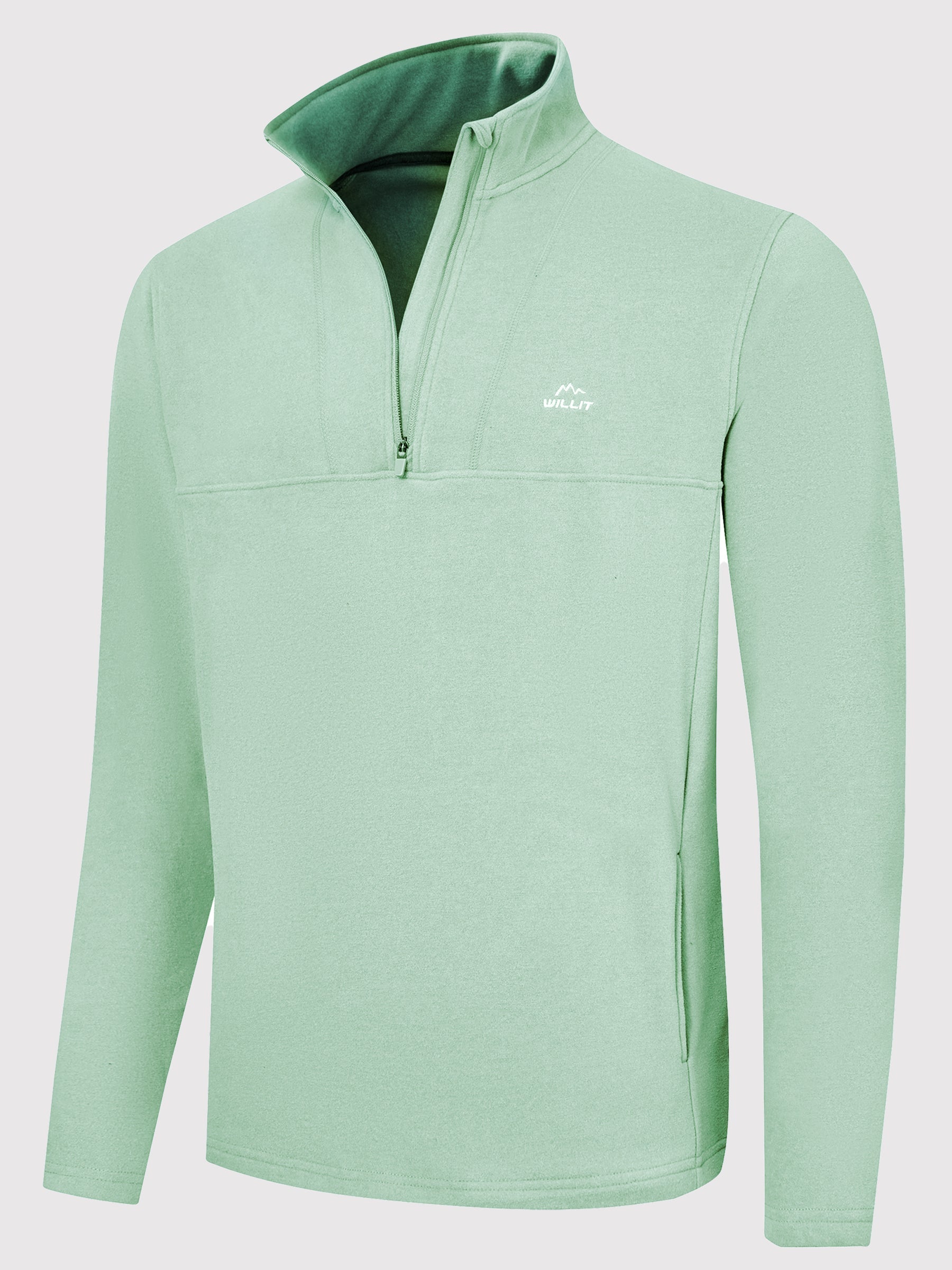 Men's Fleece Quarter Zip Pullover_LightGreen_model4