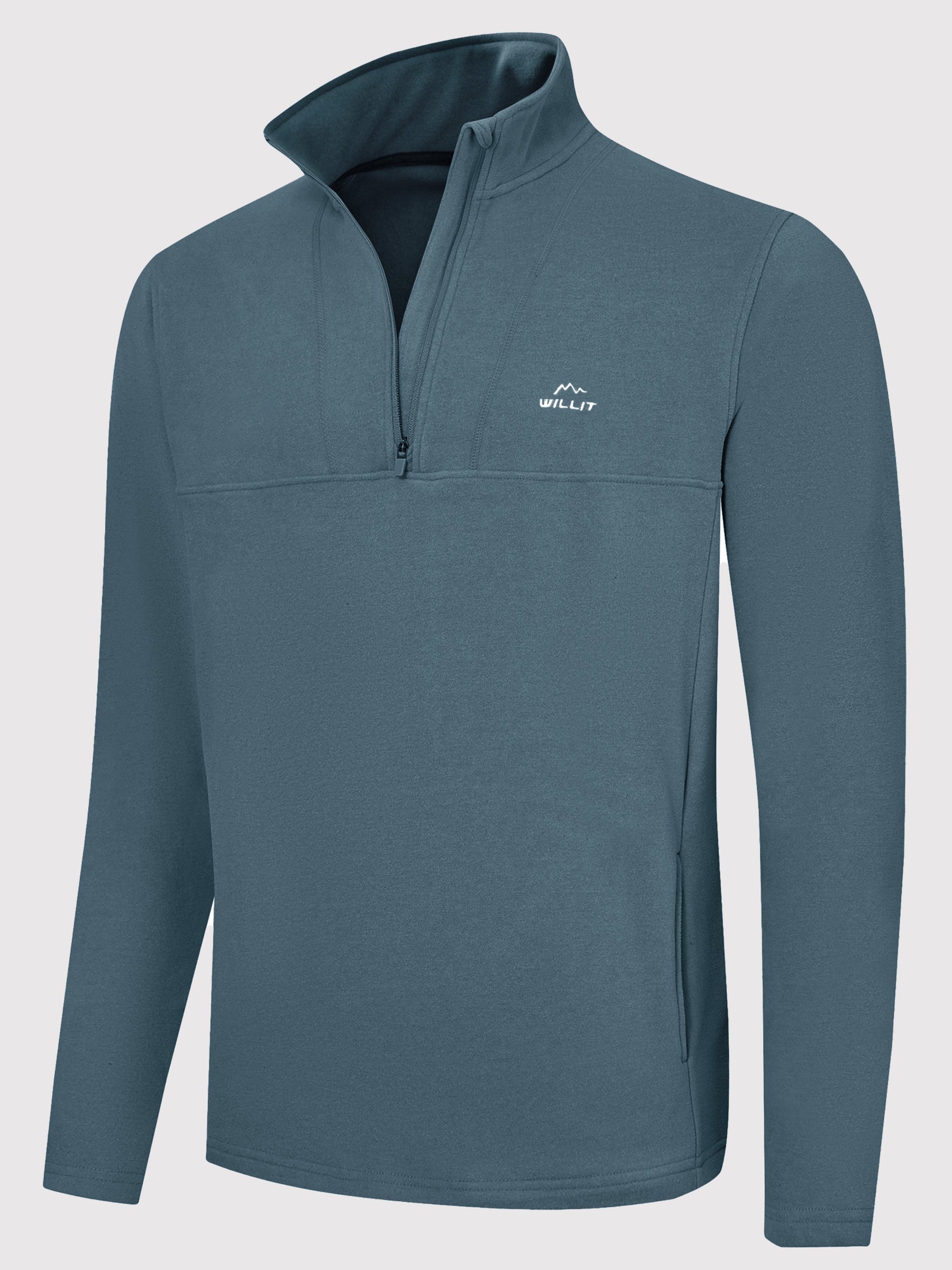 Men's Fleece Quarter Zip Pullover_StoneBlue_model4