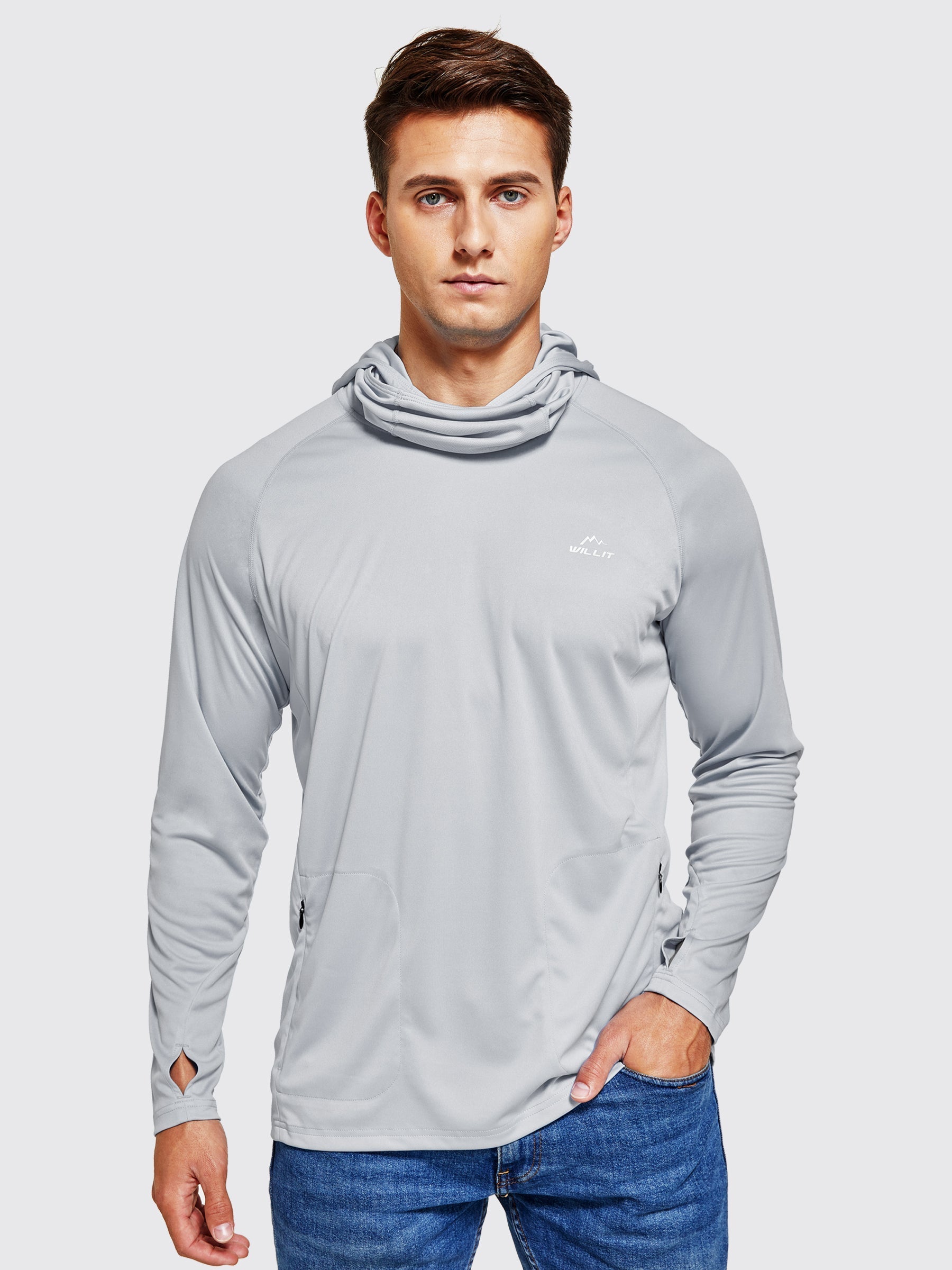 Willit Men's Sun Protection Hoodie UPF 50+_LightGray1