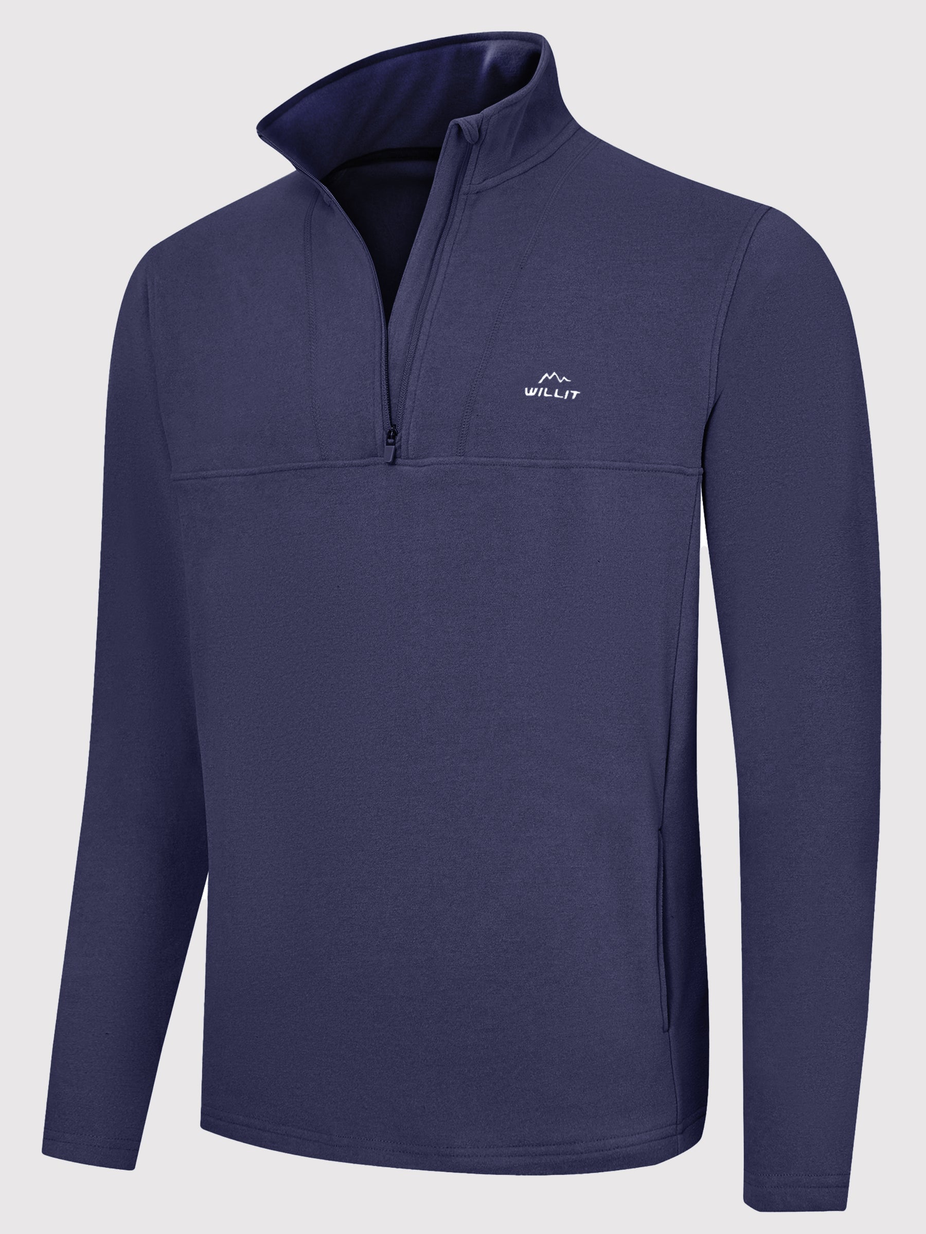 Men's Fleece Quarter Zip Pullover_Navy_laydown