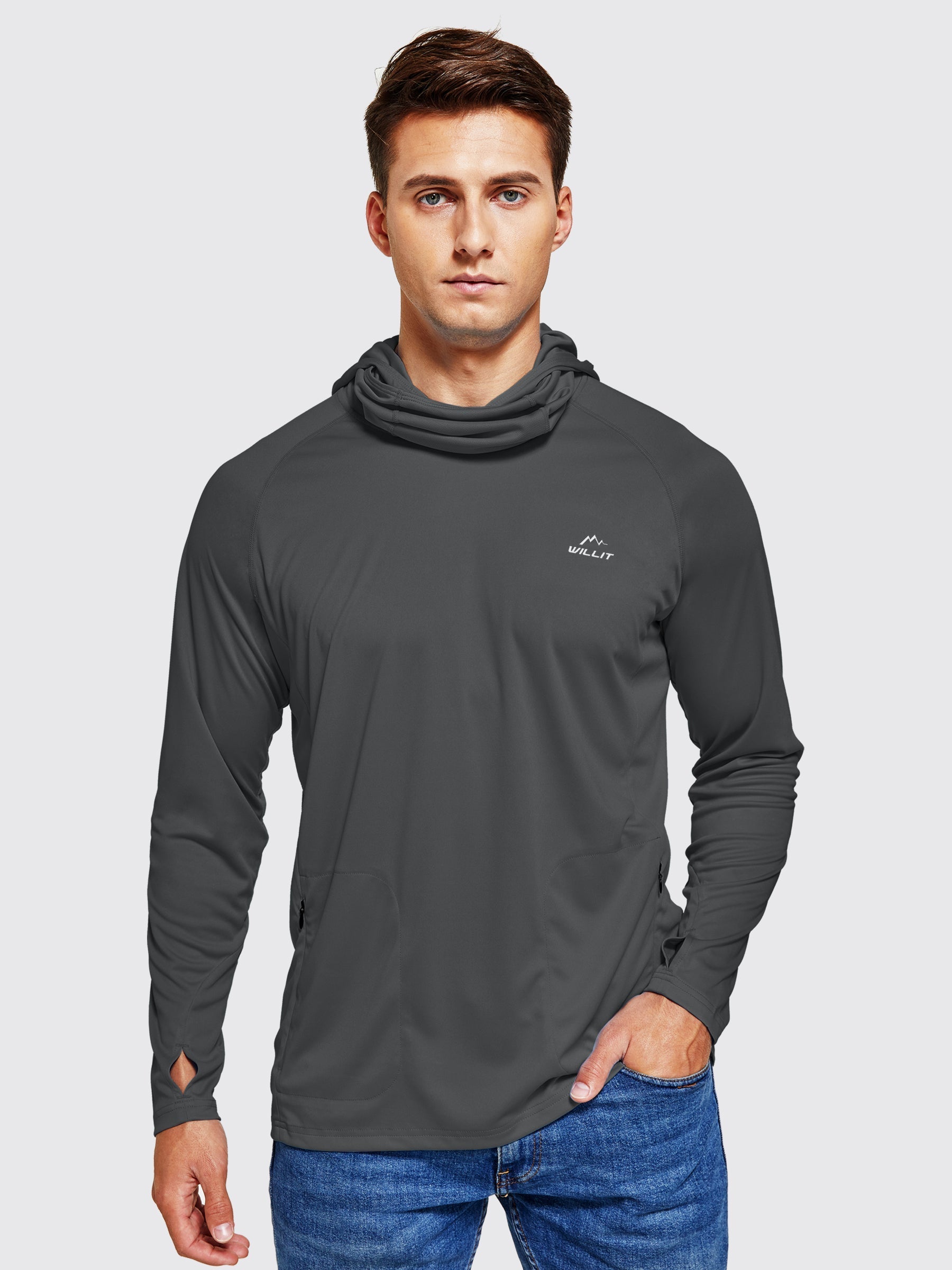 Willit Men's Sun Protection Hoodie UPF 50+_DeepGray1
