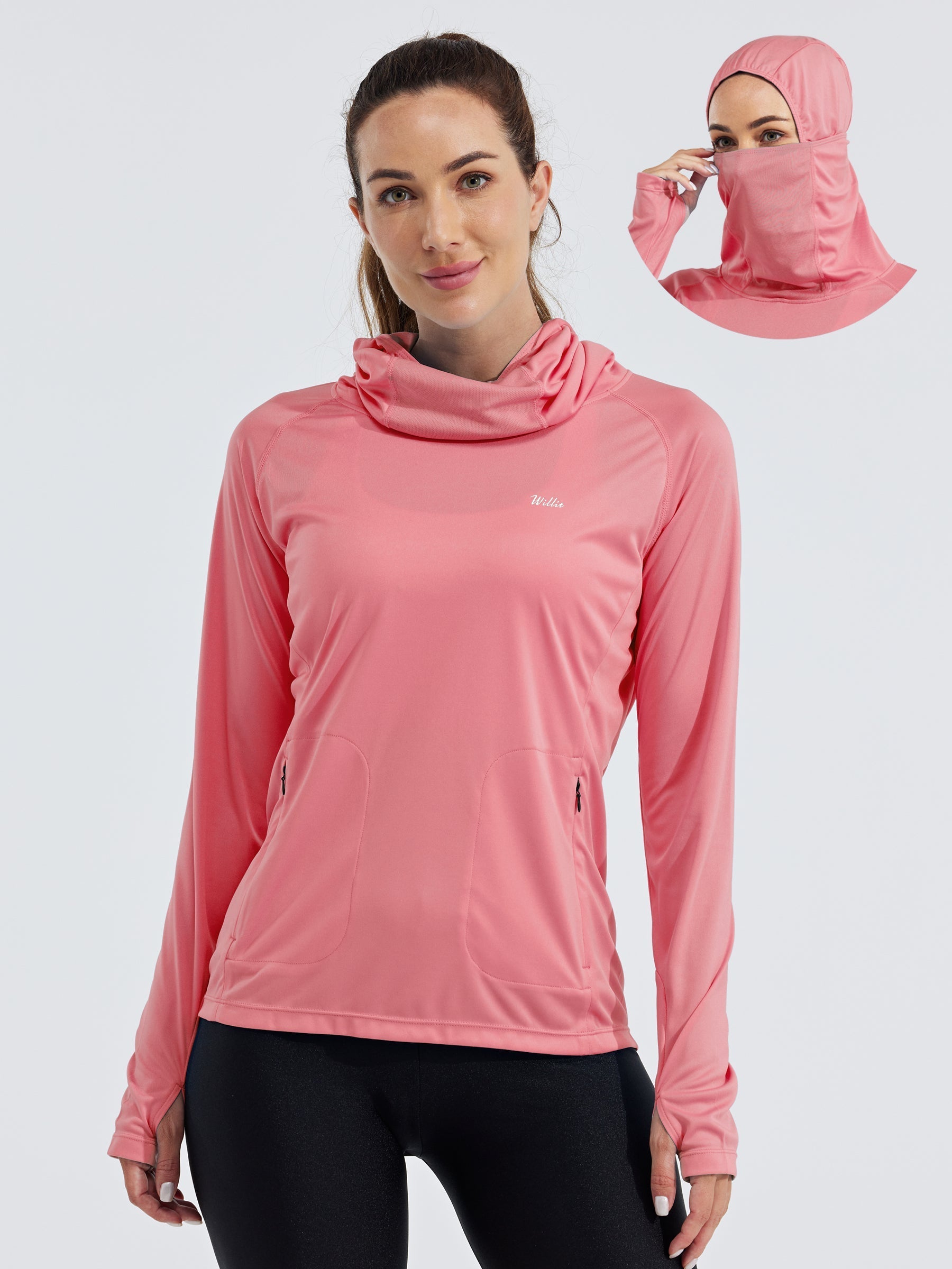 Women's Sun Protection Hoodie Long Sleeve with Face Mask Lightweight