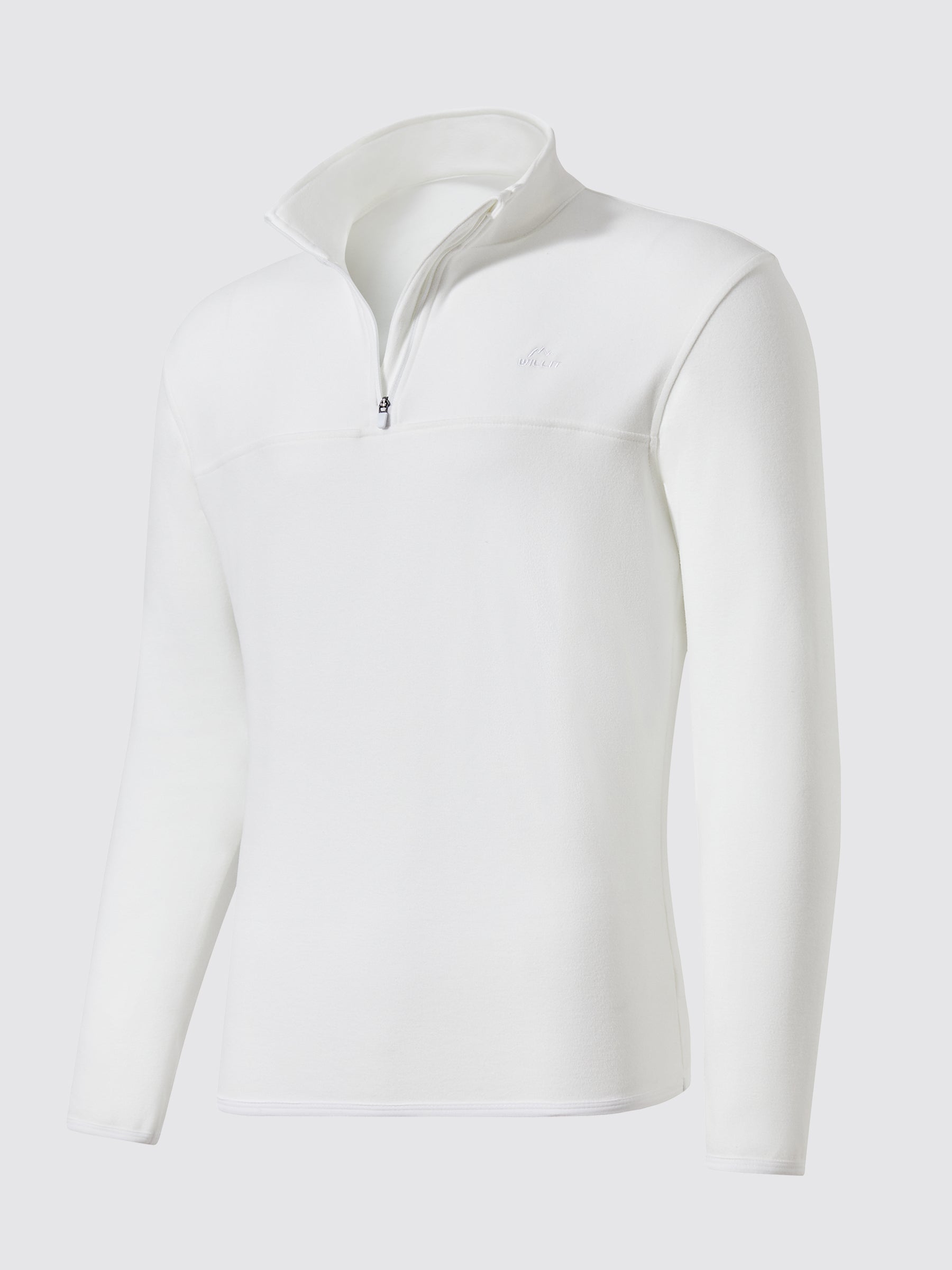 Willit Men's Fleece Pullover Lightweight Sportswear_Laydown_White1