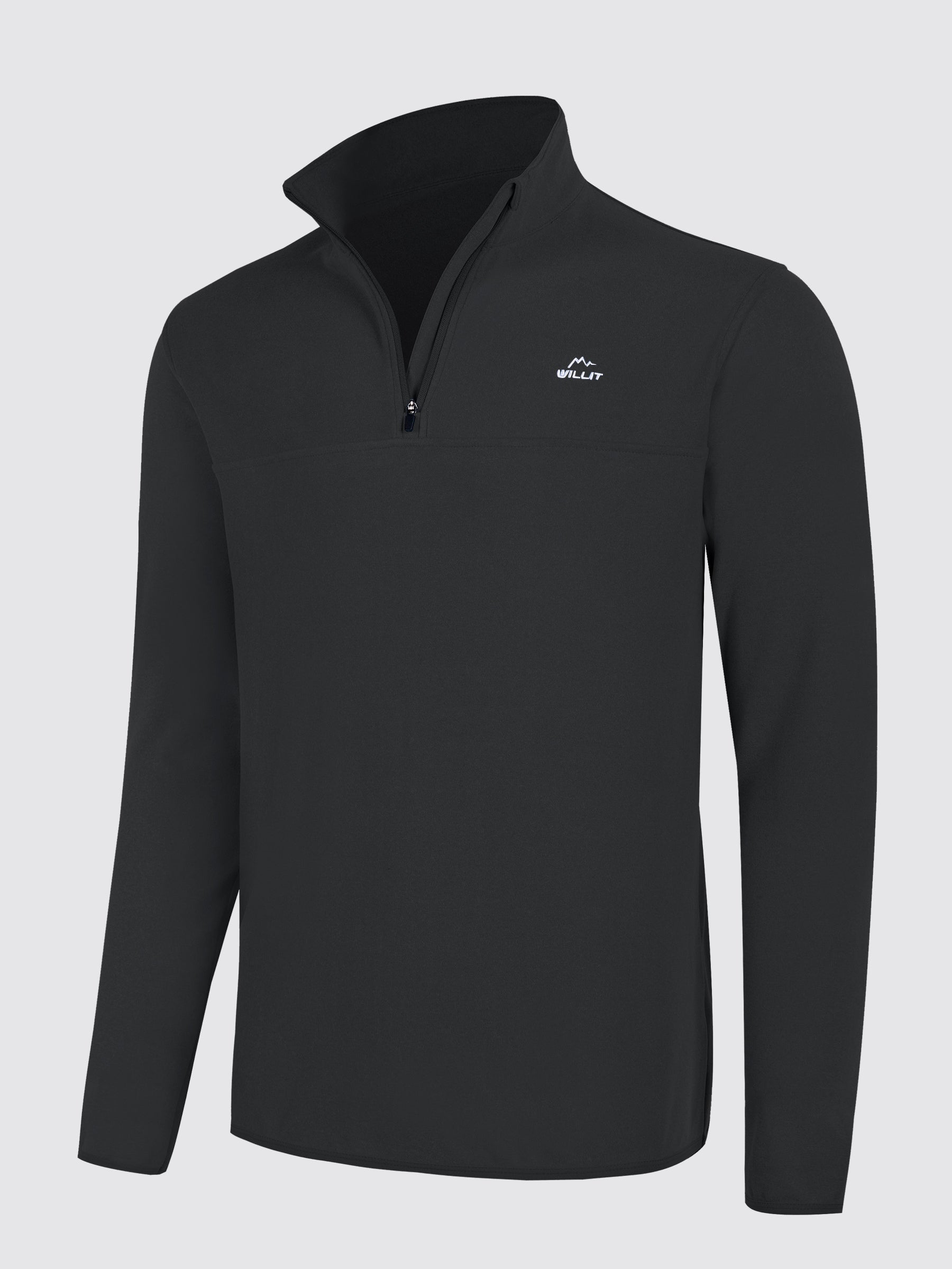 Willit Men's Fleece Pullover Lightweight Sportswear_Laydown_Black1