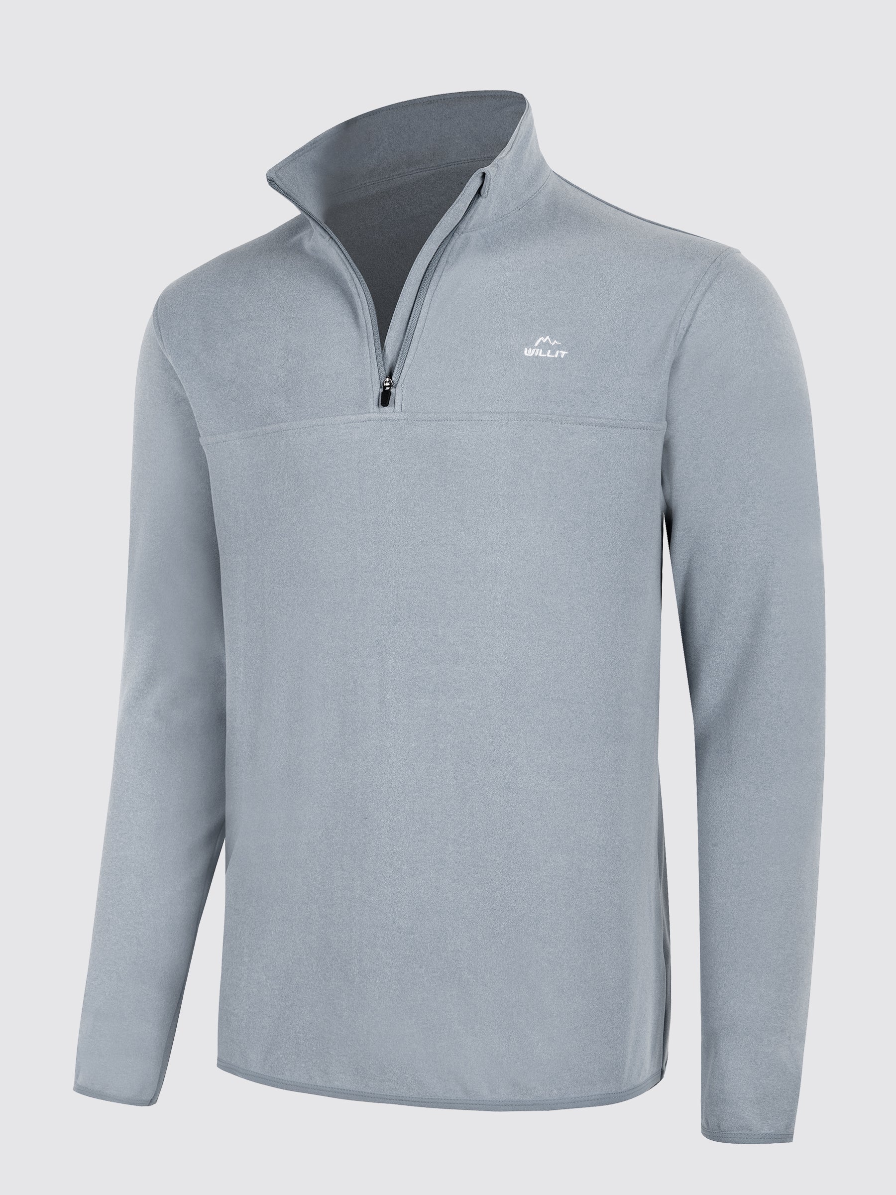 Willit Men's Fleece Pullover Lightweight Sportswear_Laydown_LightGray1