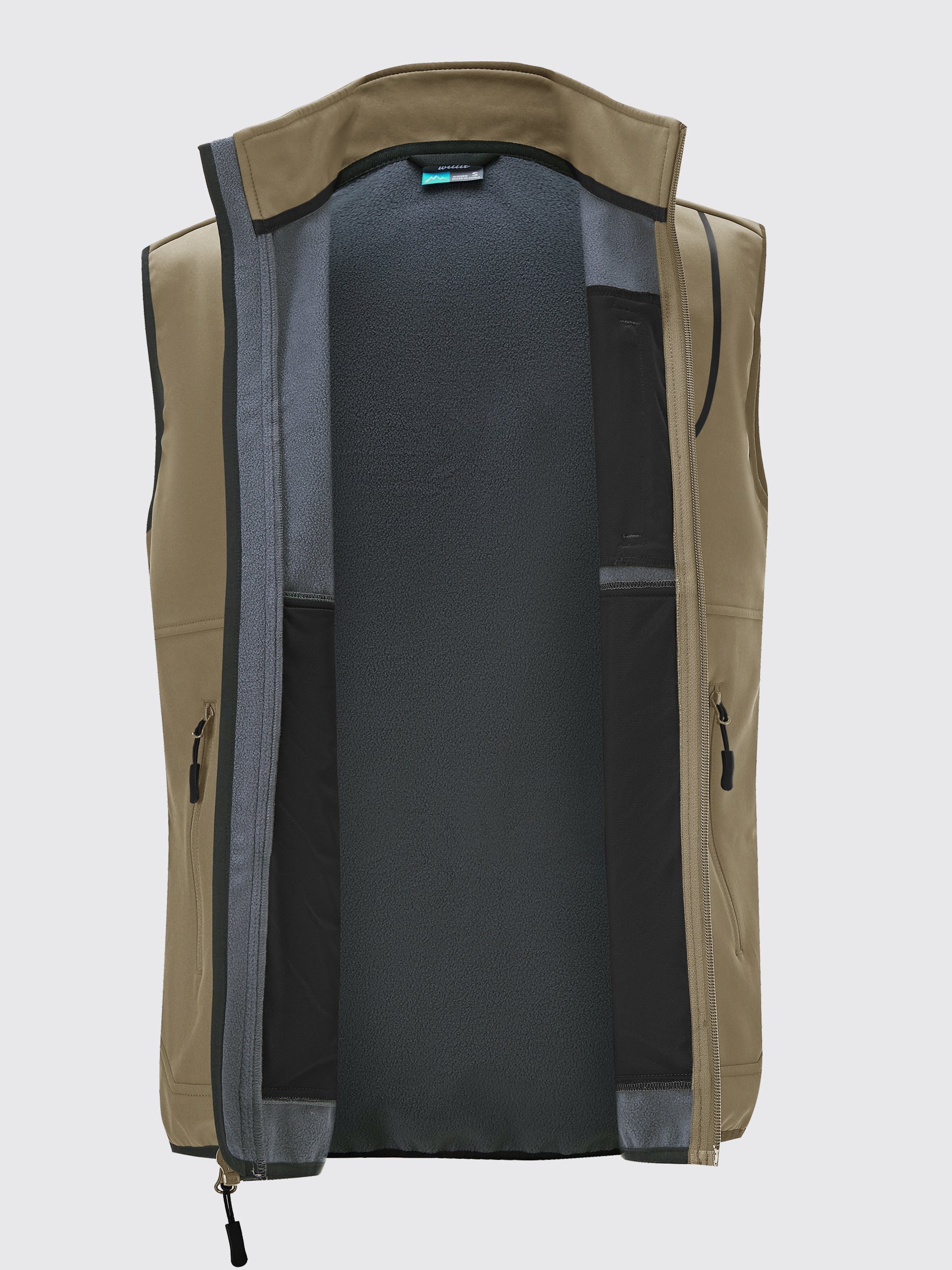 Willit Men's Softshell Vest Fleece Lined Outerwear_Khaki4