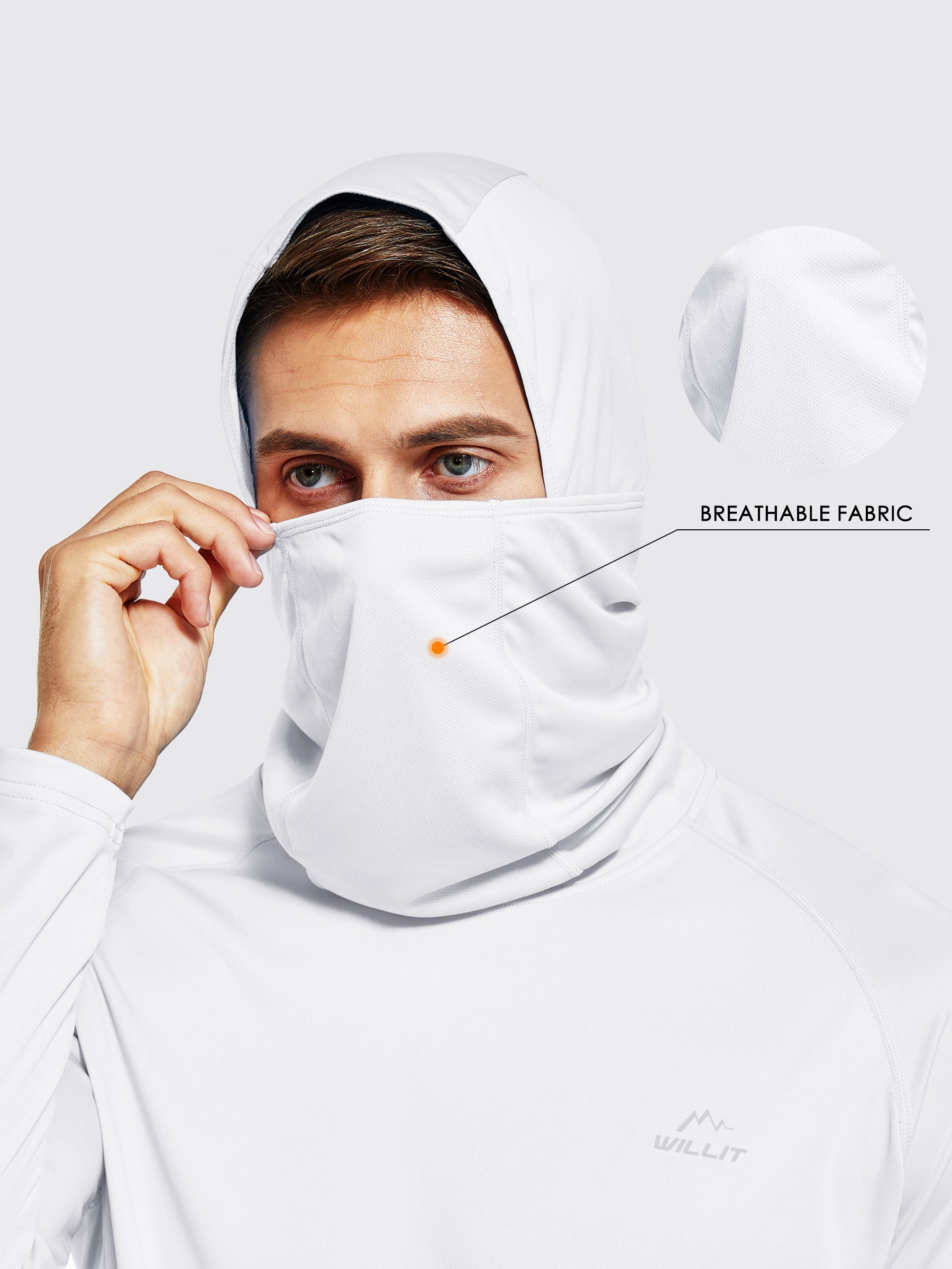 Willit Men's Sun Protection Hoodie UPF 50+_White5