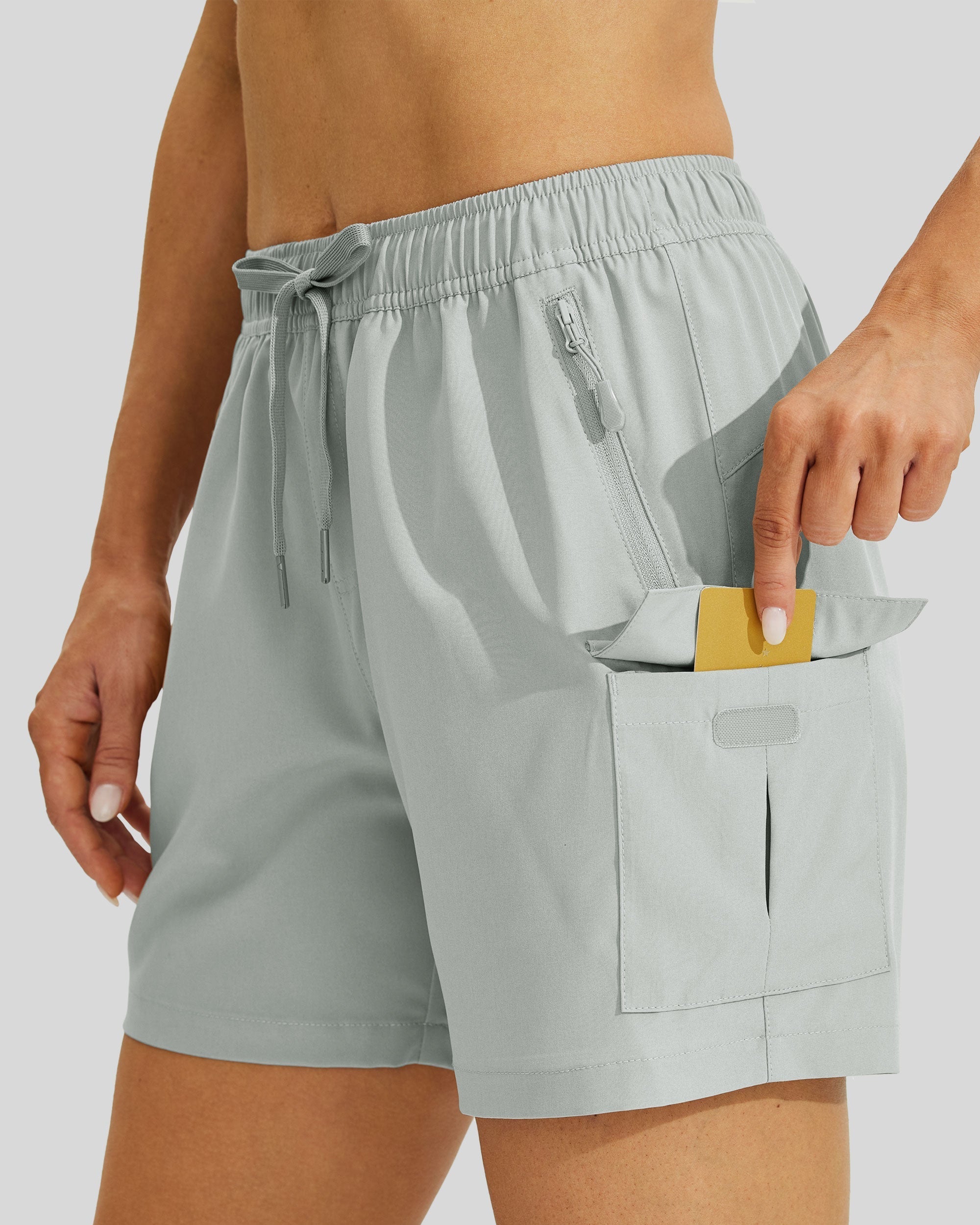 Willit Women's Hiking Workout Shorts in light gray2
