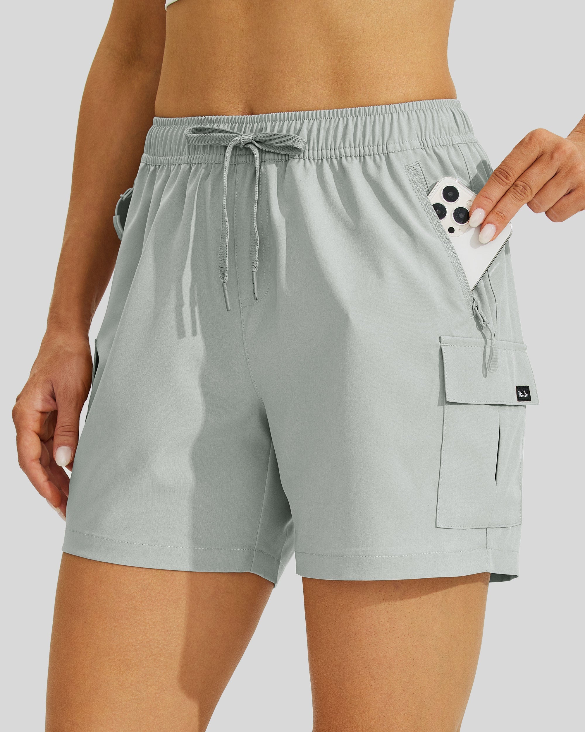Wiliit Women's Hiking Athletic Shorts_light gray4