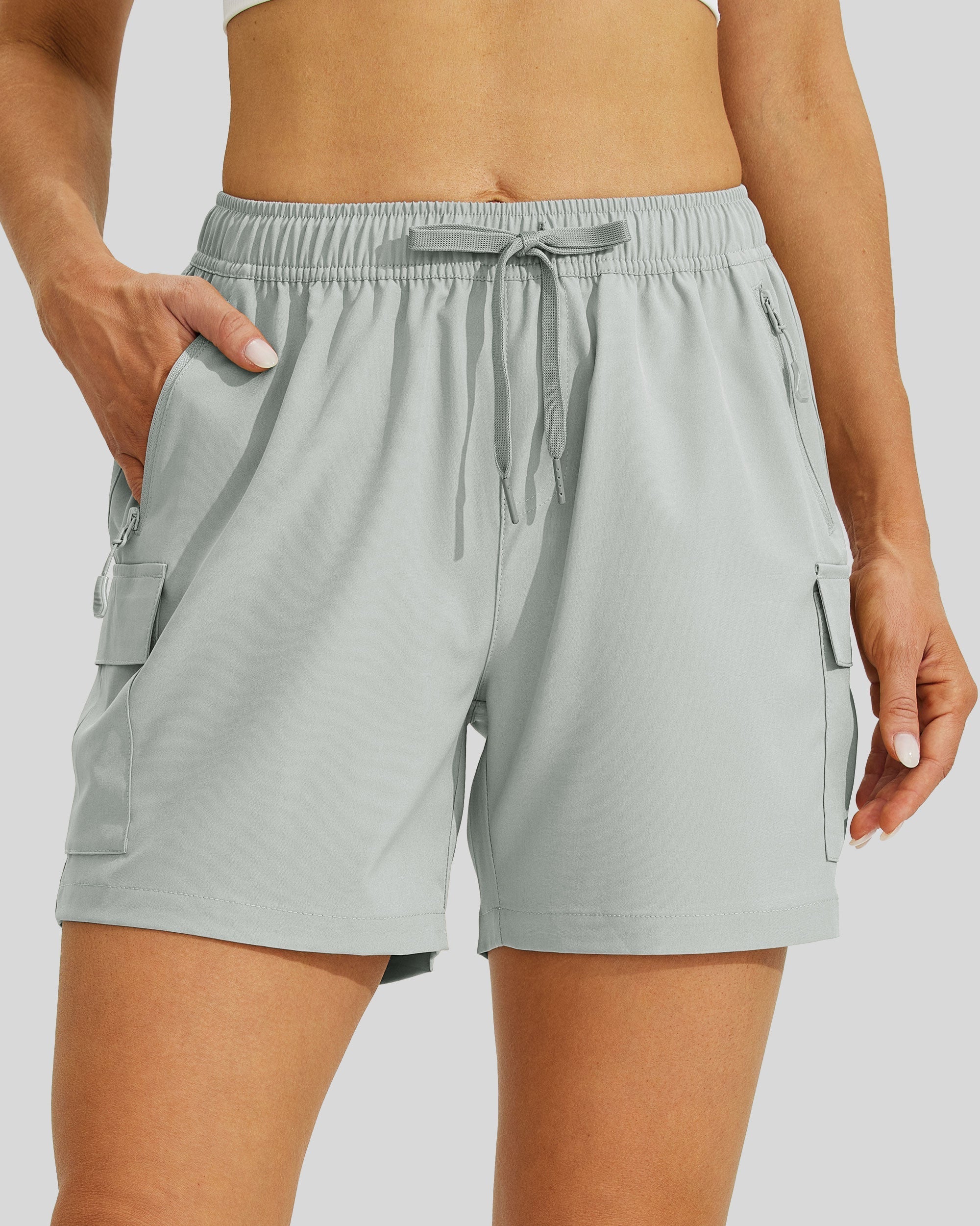 Willit Women's Hiking Workout Shorts in light gray1