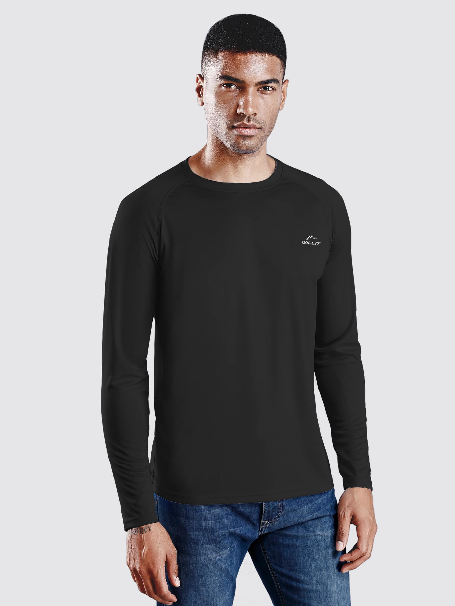 Willit Men's Sun Protection Long Sleeve Shirts_Black_model2