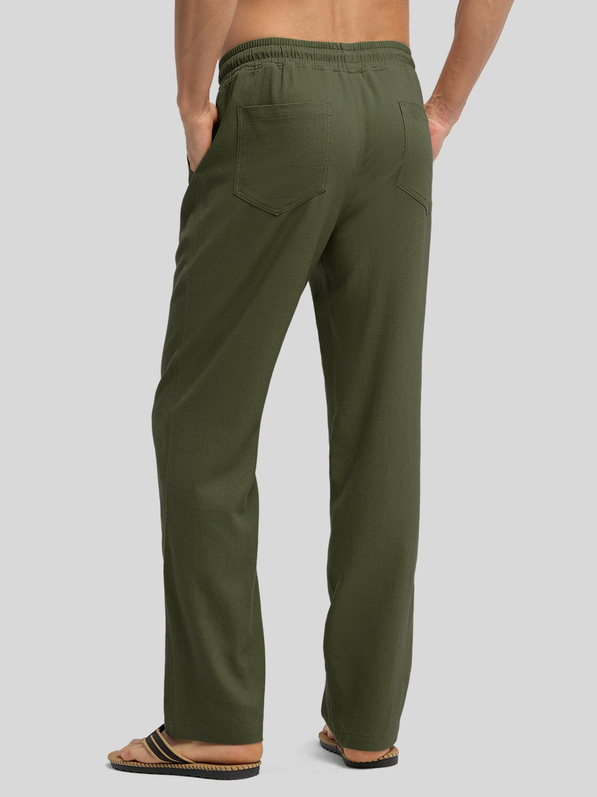Willit Men's Casual Linen Drawstring Pants 30 In_armygreen3