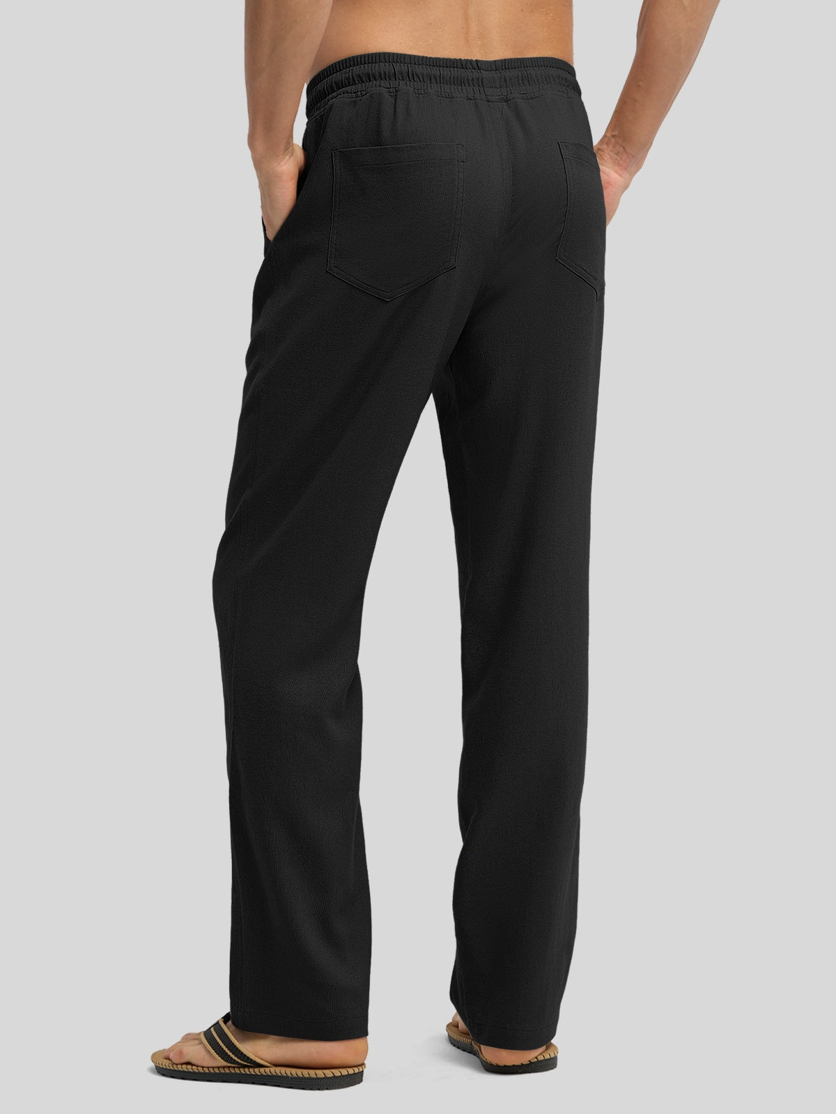 Willit Men's Casual Linen Drawstring Pants 28 In_black4