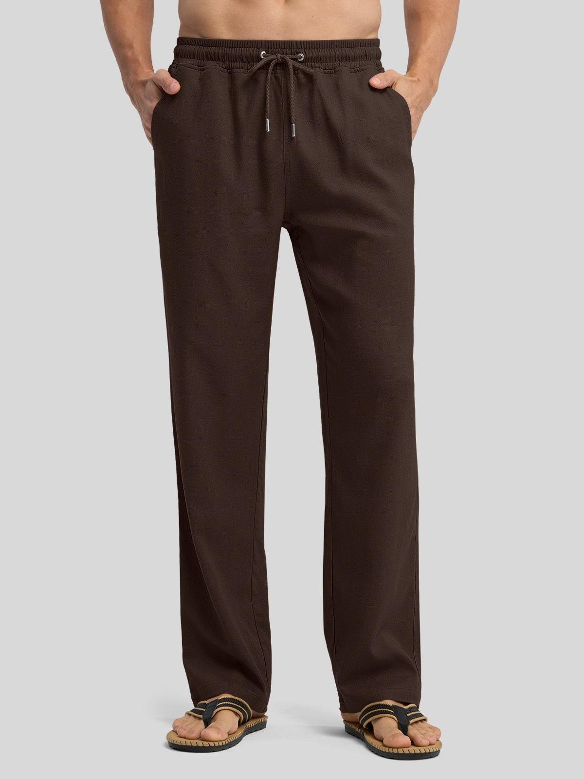 Willit Men's Casual Linen Drawstring Pants 30 In_brown1