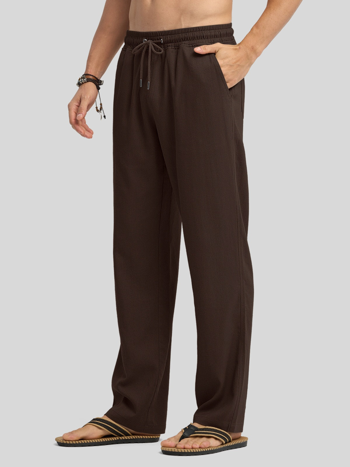 Willit Men's Casual Linen Drawstring Pants 28 In_brown2