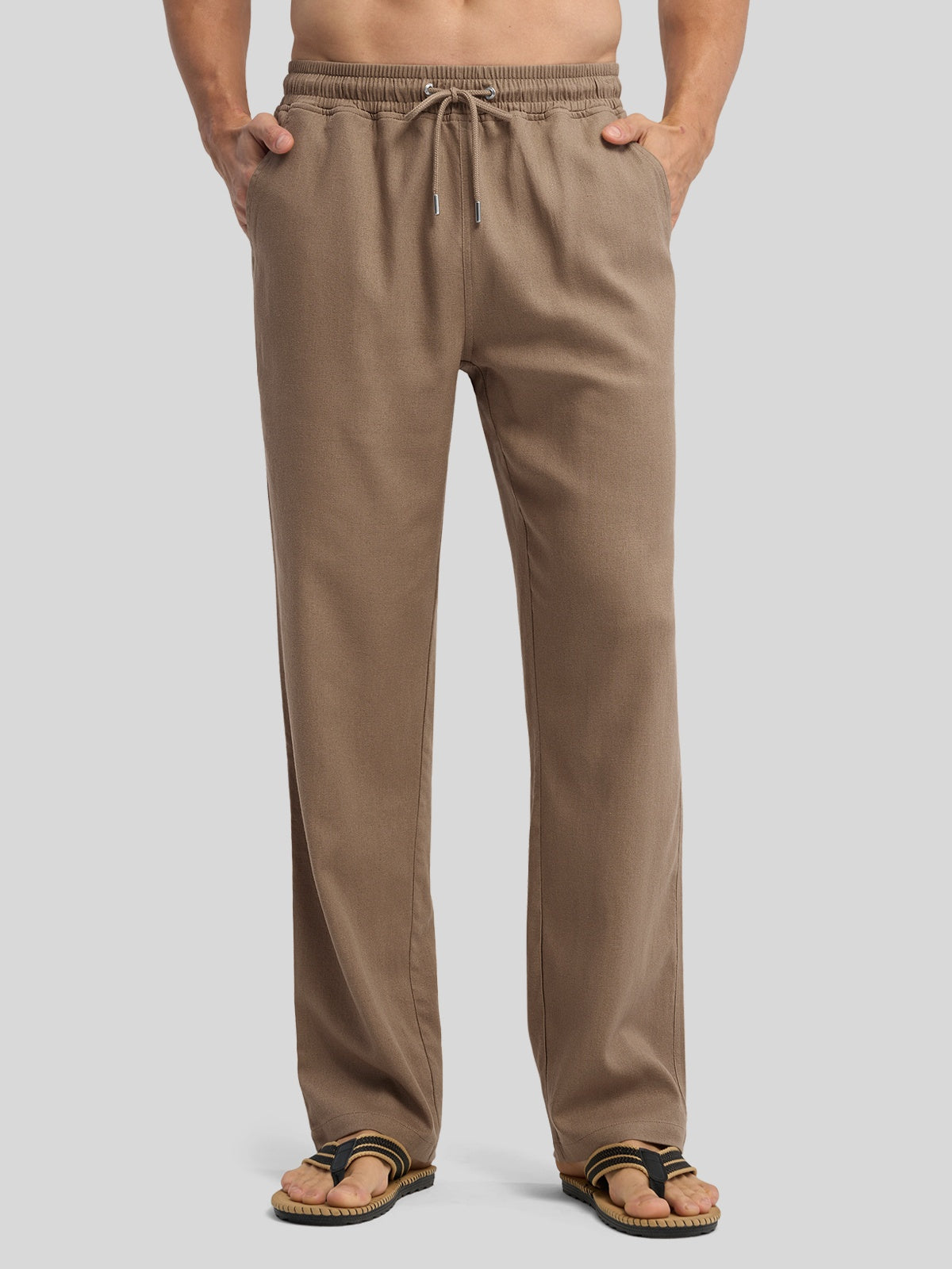 Willit Men's Casual Linen Drawstring Pants 30 In_deep khaki1