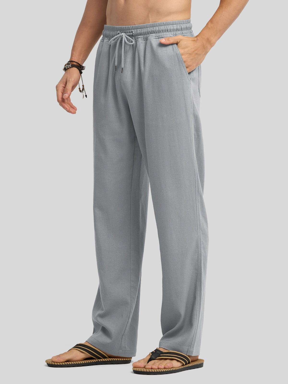 Willit Men's Casual Linen Drawstring Pants 28 In_light gray2