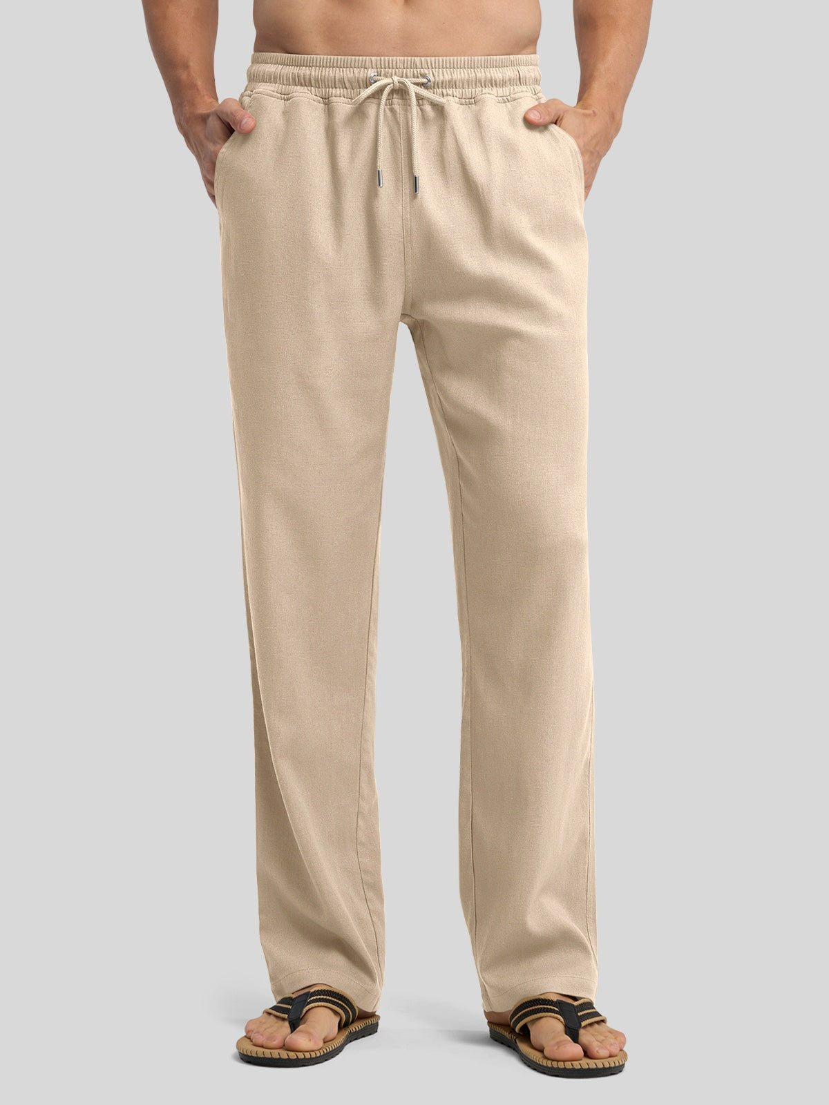 Willit Men's Casual Linen Drawstring Pants 28 In_light khaki1