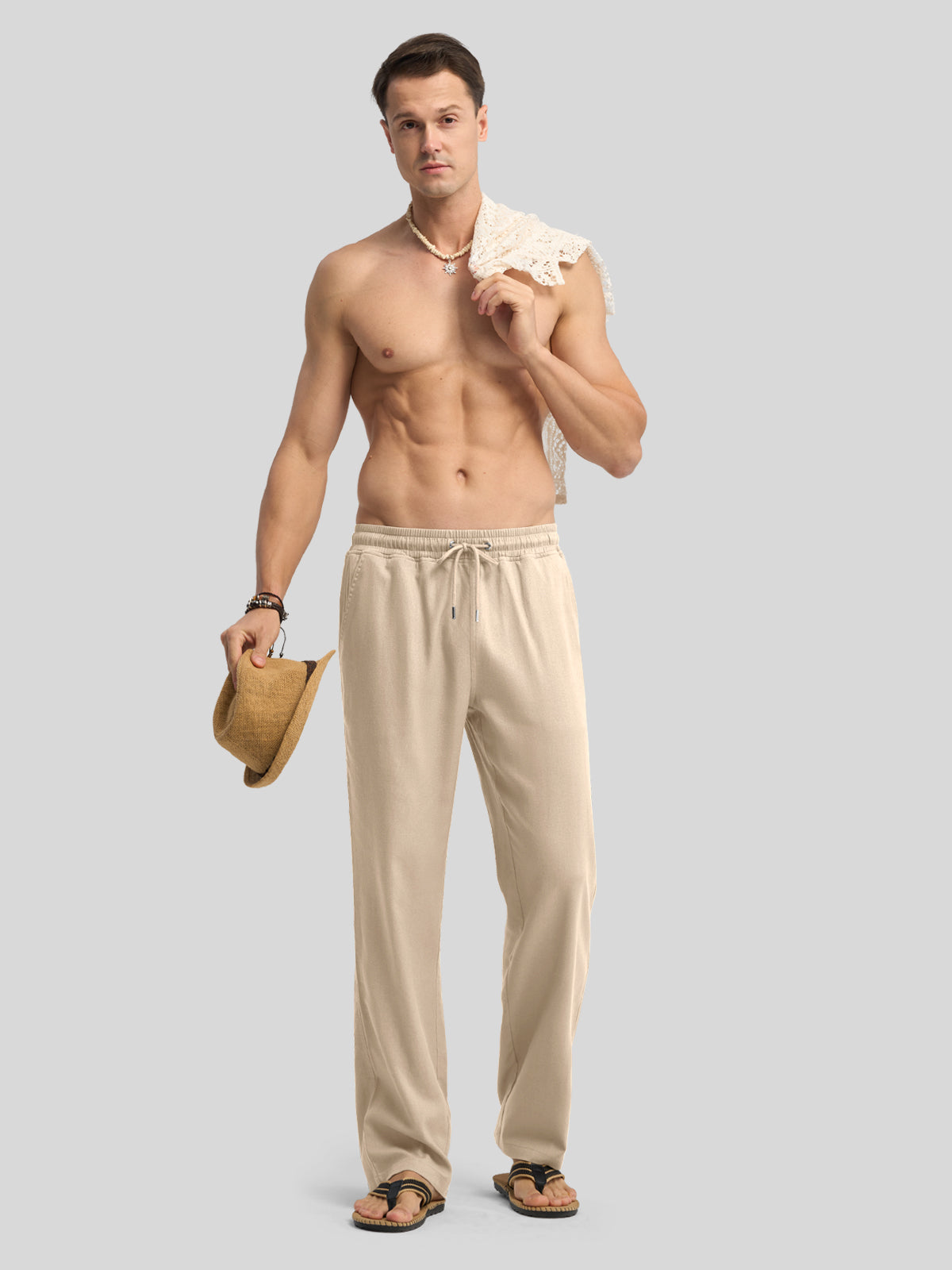 Willit Men's Casual Linen Drawstring Pants 28 In_light khaki4