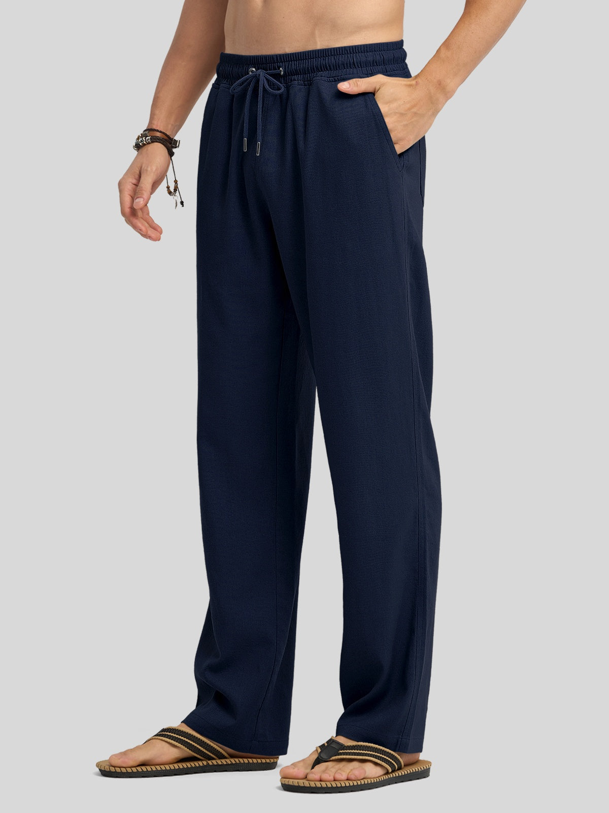Willit Men's Casual Linen Drawstring Pants 28 In_navy2