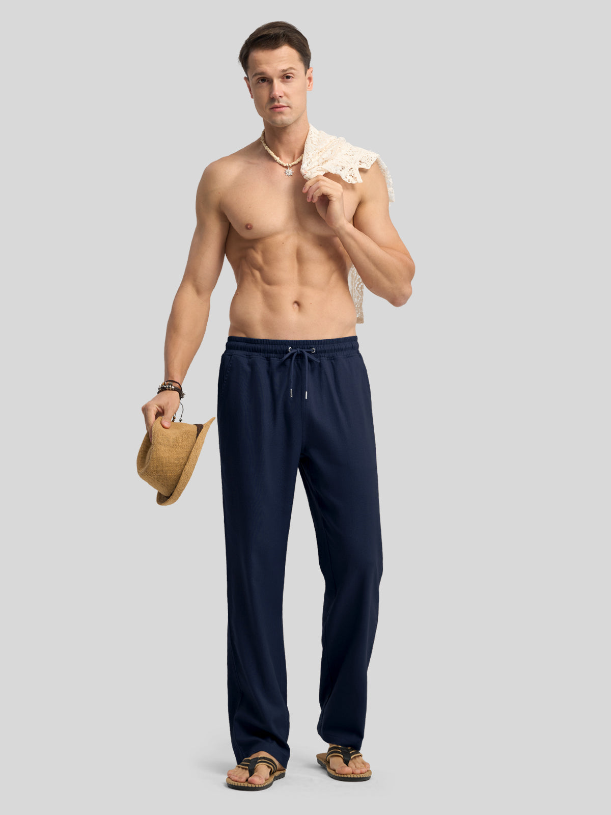 Willit Men's Casual Linen Drawstring Pants 30 In_navy4