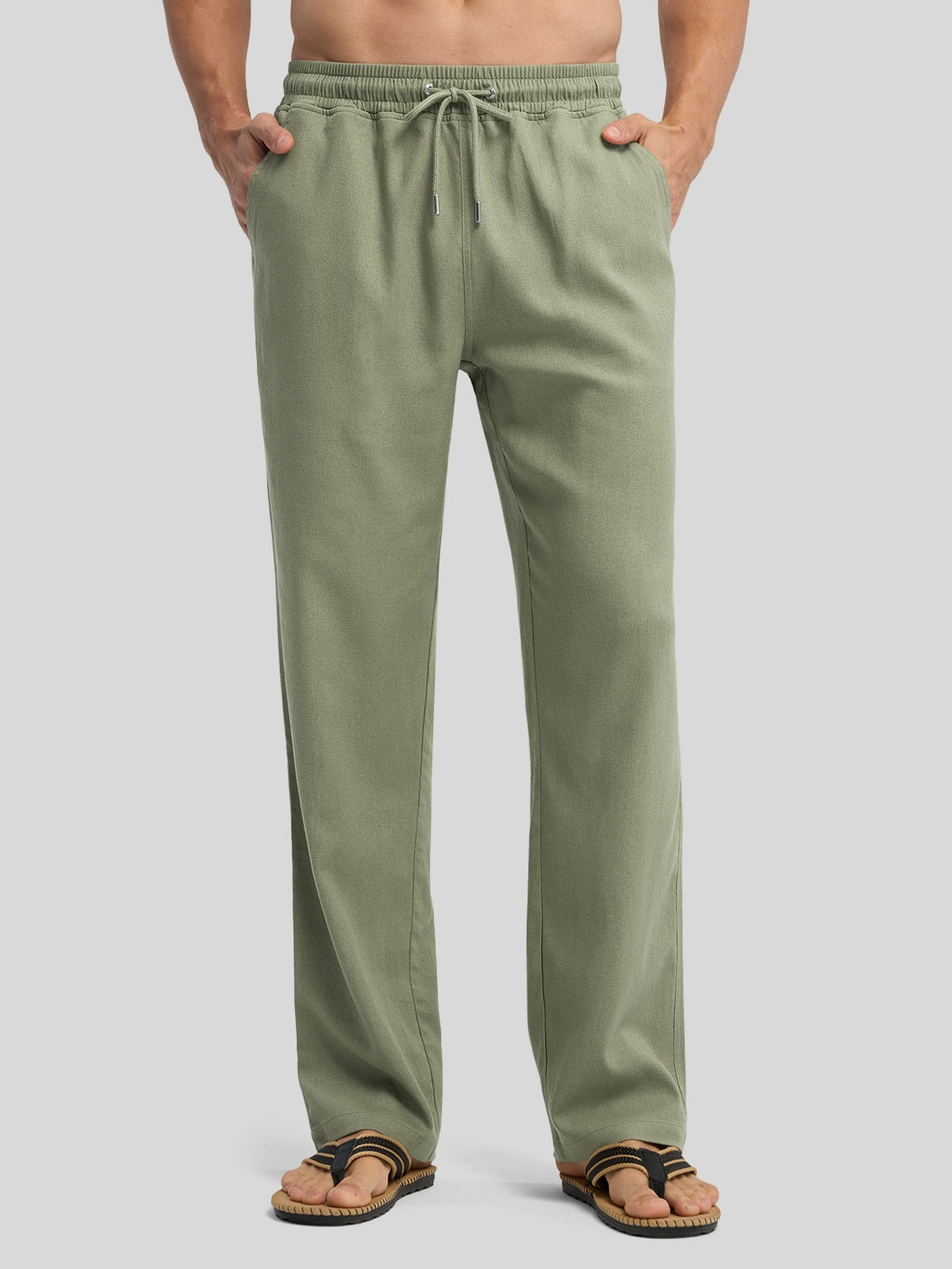 Willit Men's Casual Linen Drawstring Pants 30 In_sagegreen1
