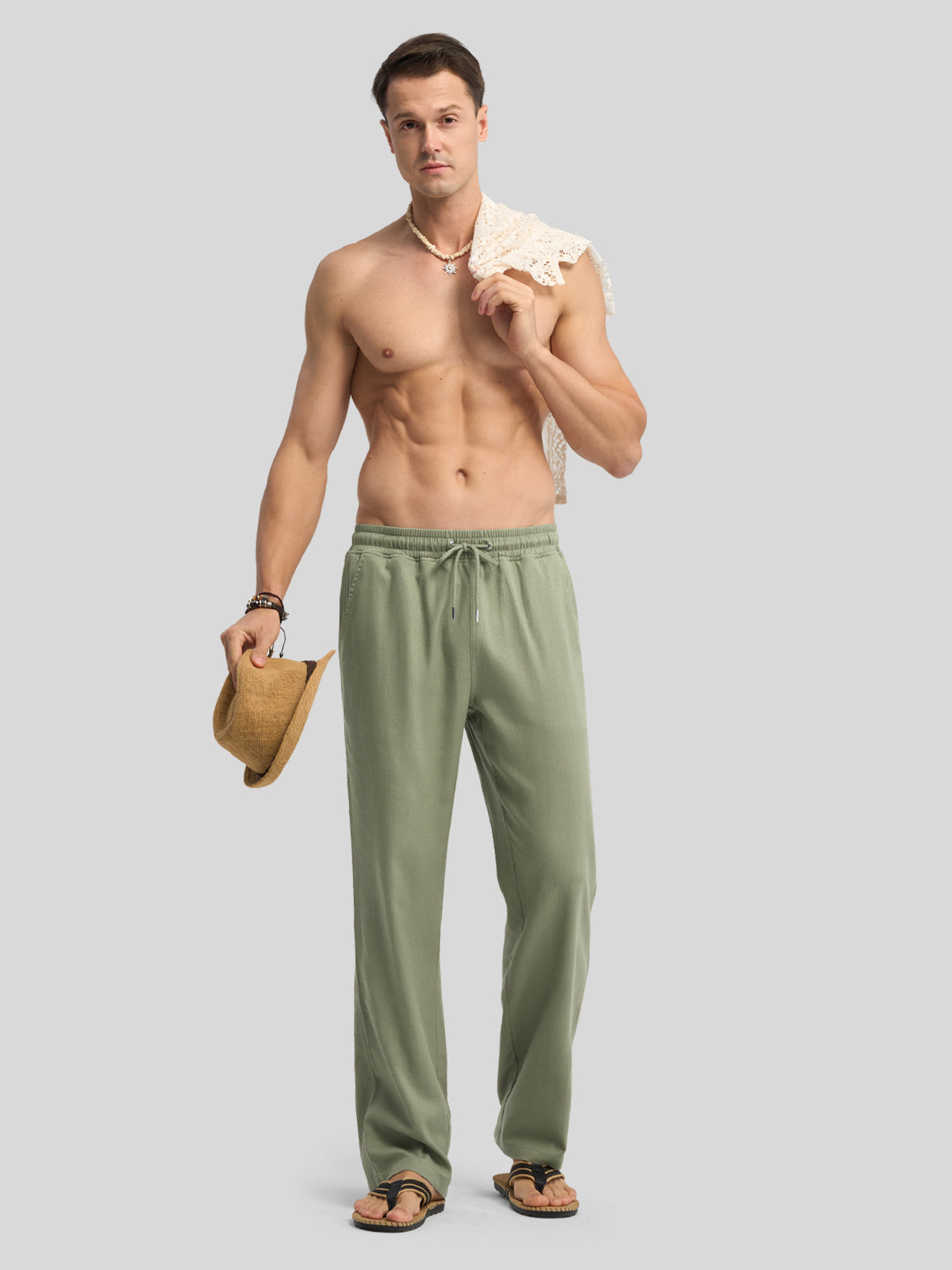 Willit Men's Casual Linen Drawstring Pants 28 In_sagegreen4