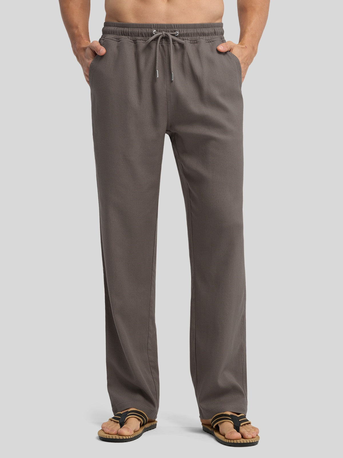 Willit Men's Casual Linen Drawstring Pants 28 In_steel gray1