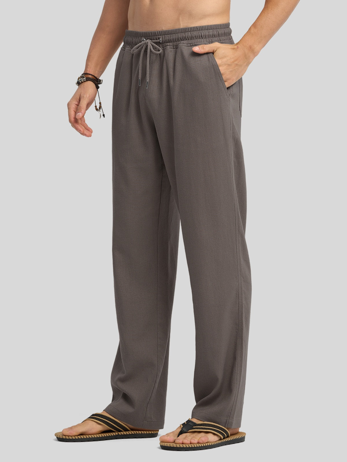 Willit Men's Casual Linen Drawstring Pants 28 In_steel gray2