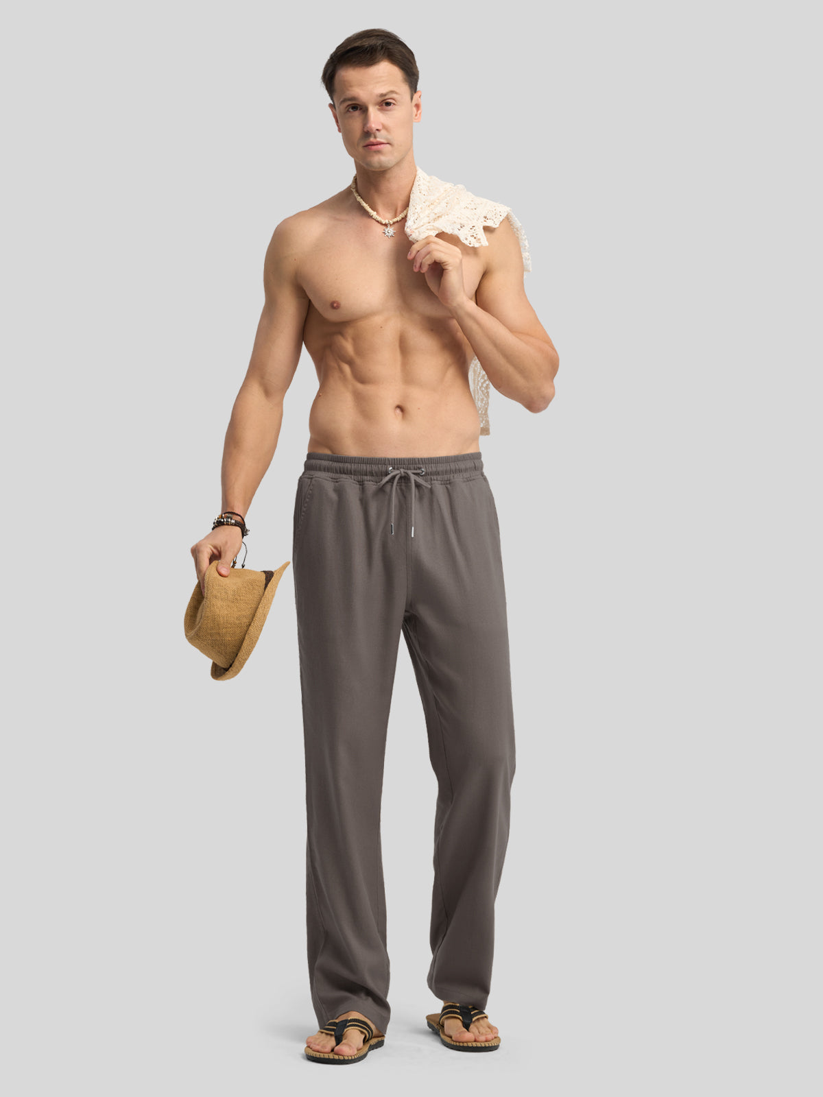 Willit Men's Casual Linen Drawstring Pants 28 In_steel gray4