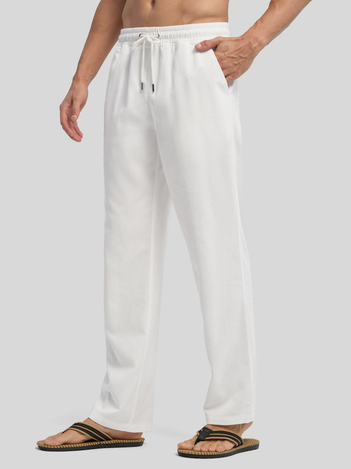 Willit Men's Casual Linen Drawstring Pants 28 In_white2