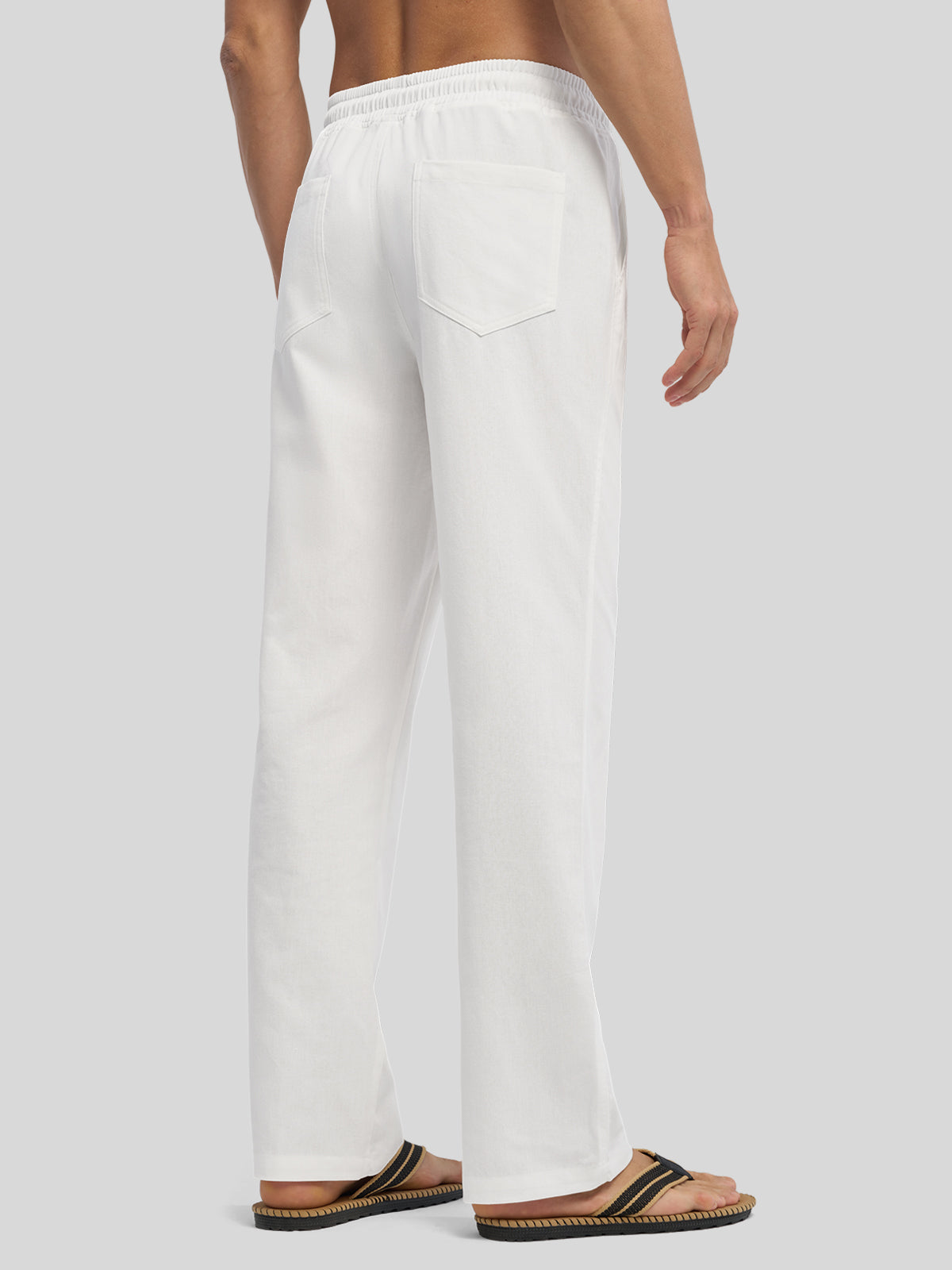 Willit Men's Casual Linen Drawstring Pants 28 In_white3