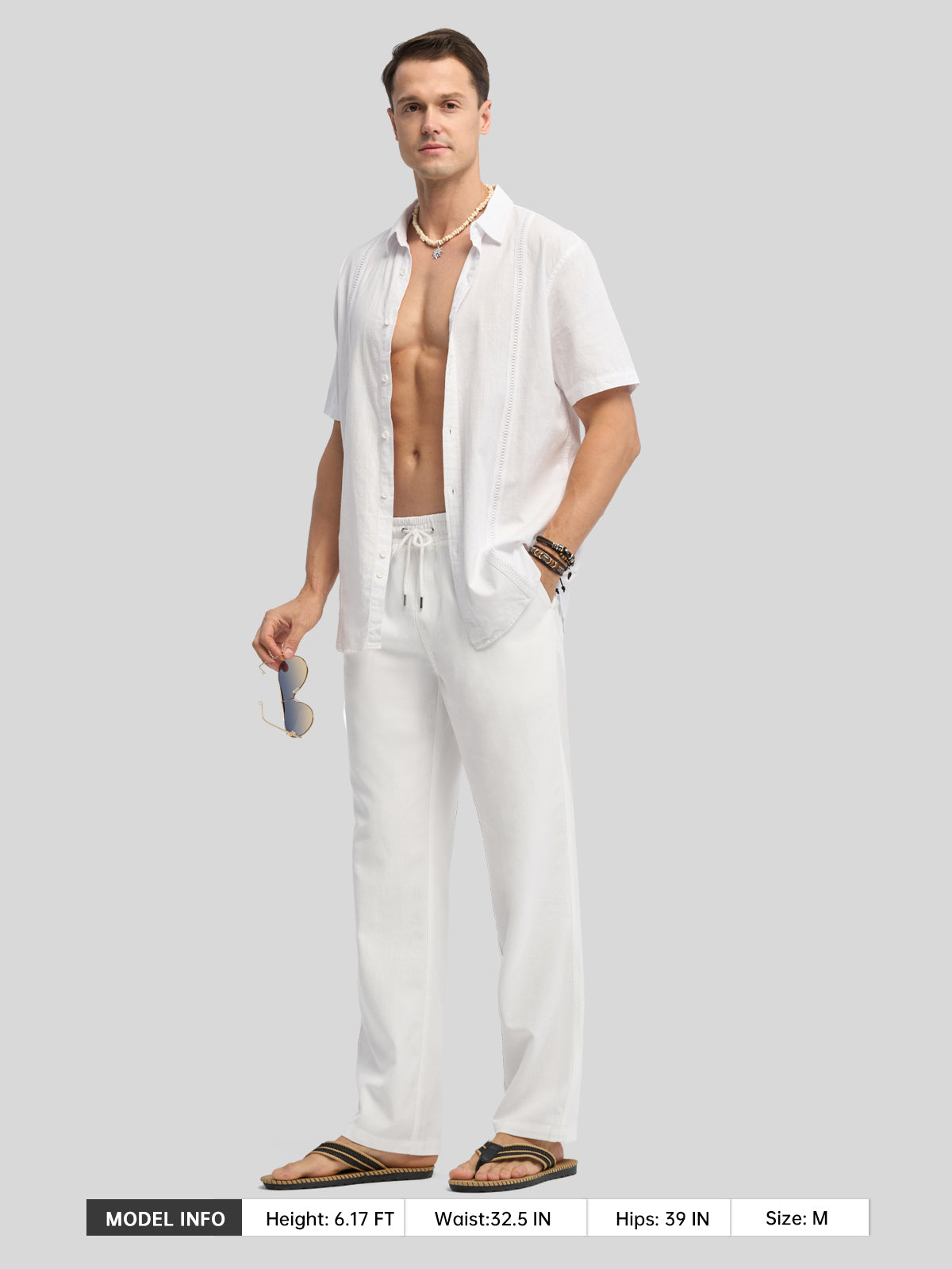 Willit Men's Casual Linen Drawstring Pants 28 In_white5