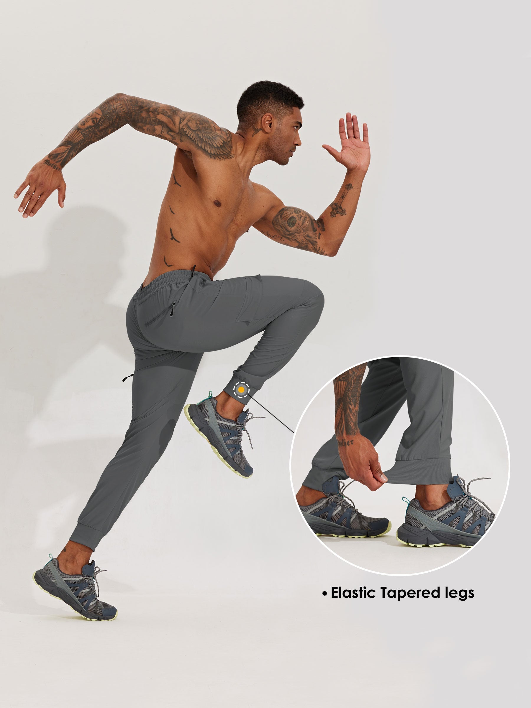 Men's Lightweight Cargo Hiking Running Joggers_DeepGray_model5