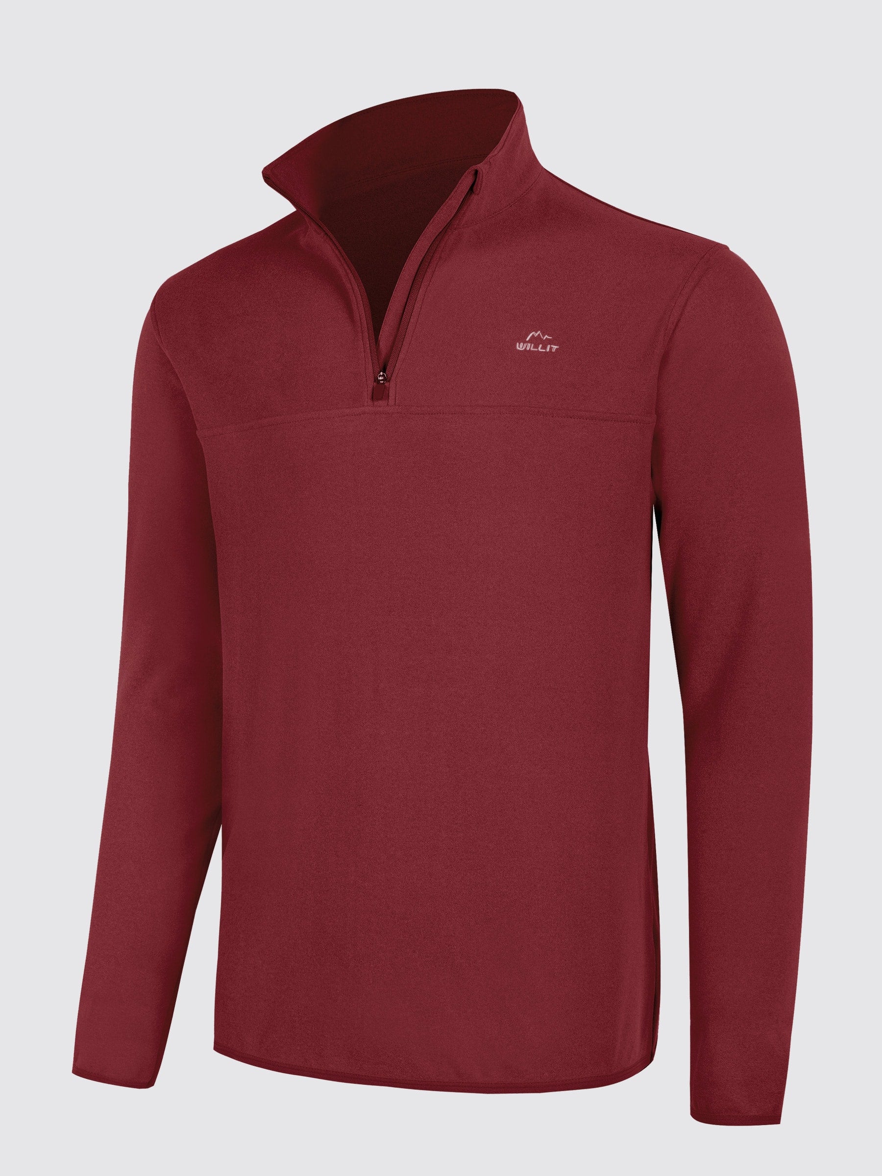 Willit Men's Fleece Pullover Lightweight Sportswear_Laydown_Burgundy1