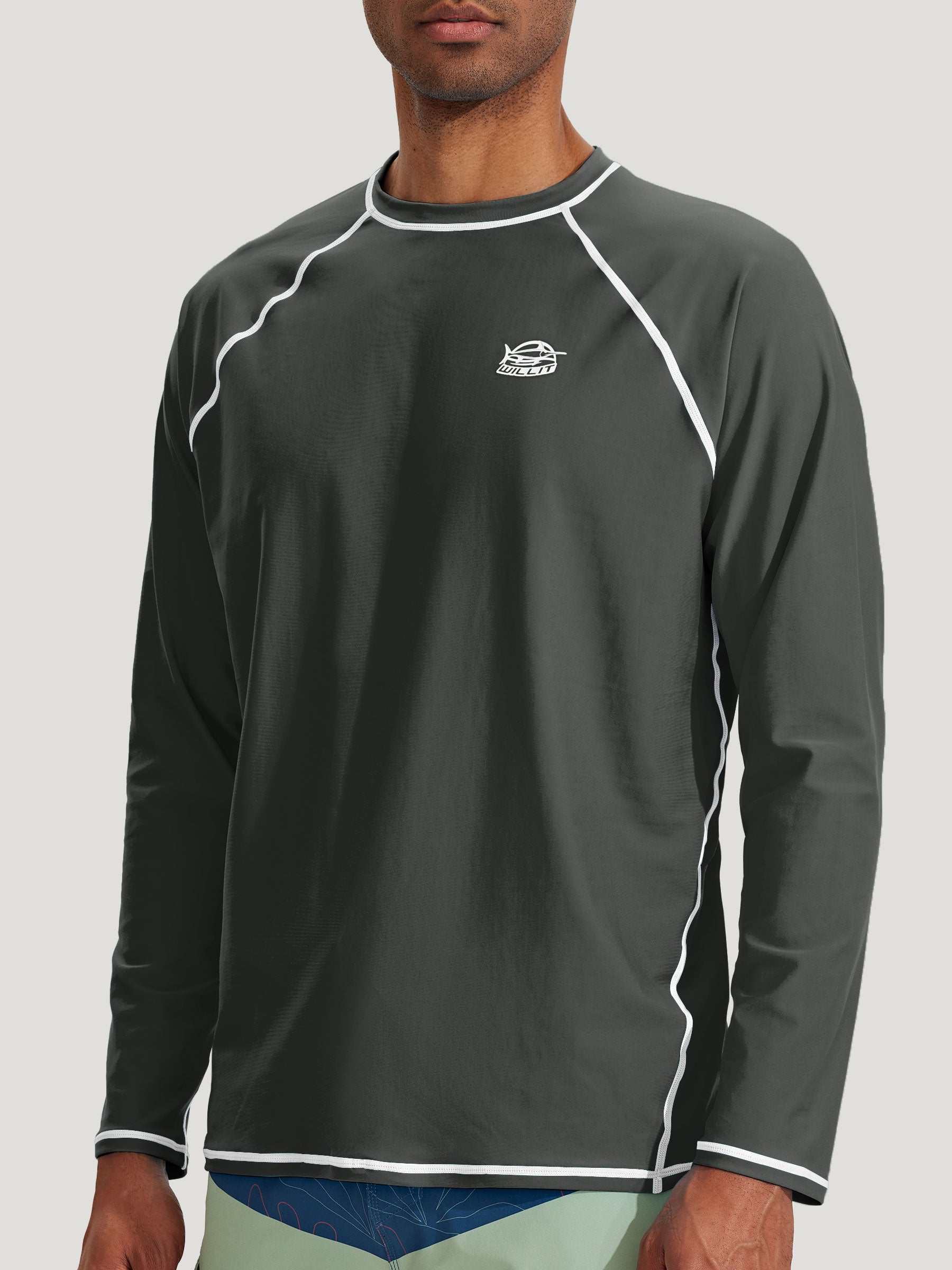 Men's Sun Protection Long Sleeve Shirt_DeepGray_model1