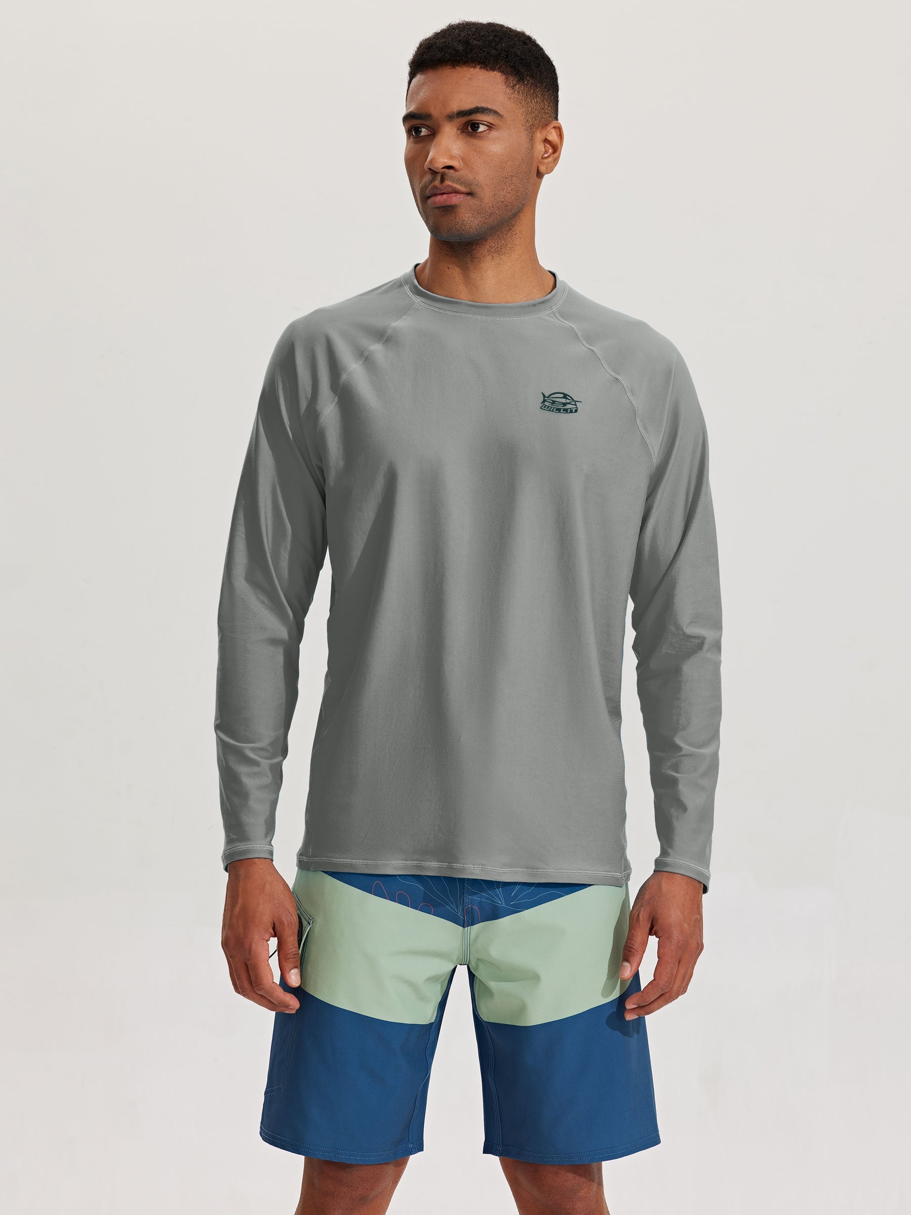 Men's Sun Protection Long Sleeve Shirt_Gray_model2