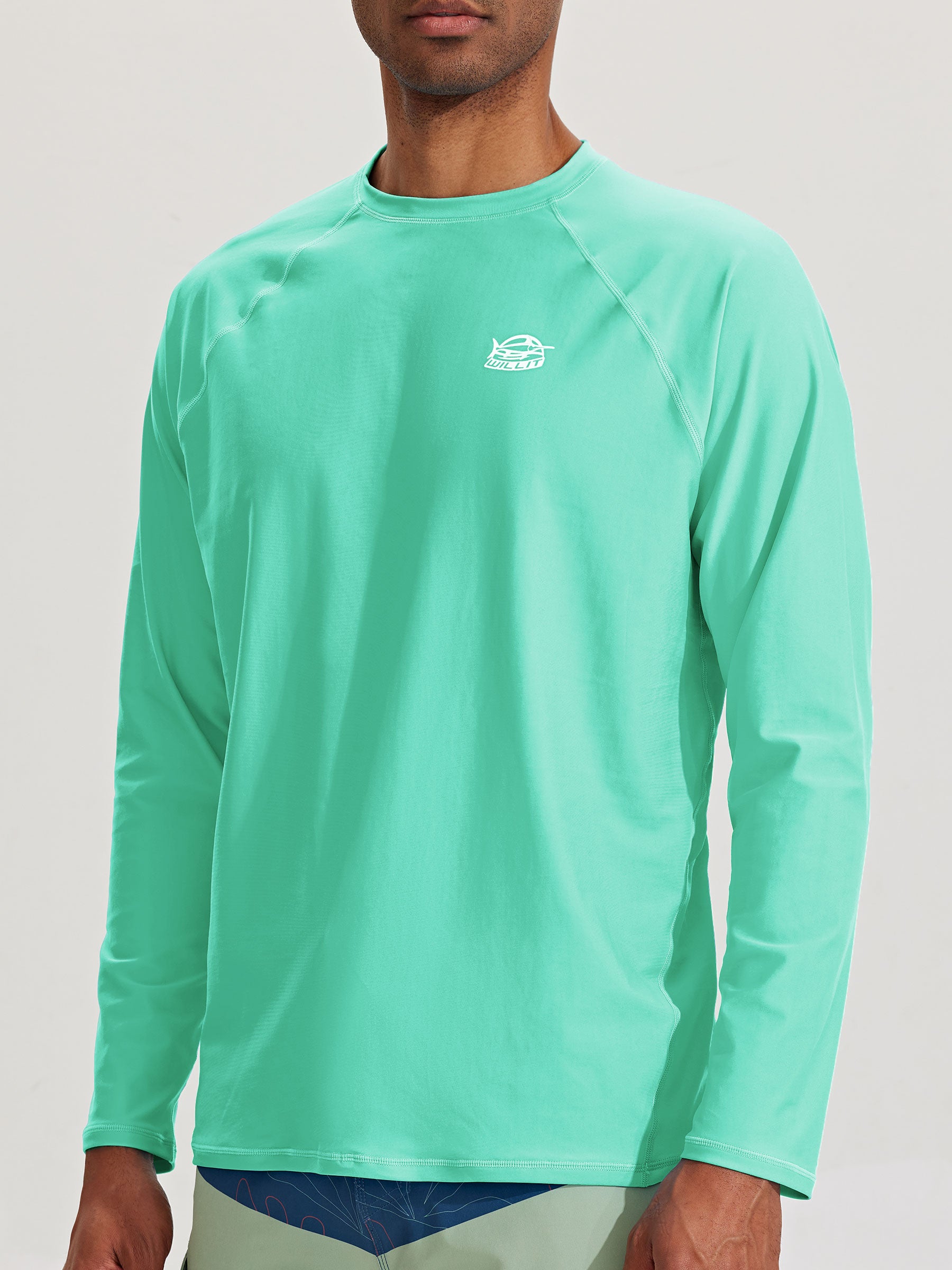 Men's Sun Protection Long Sleeve Shirt_LightGreen_model1