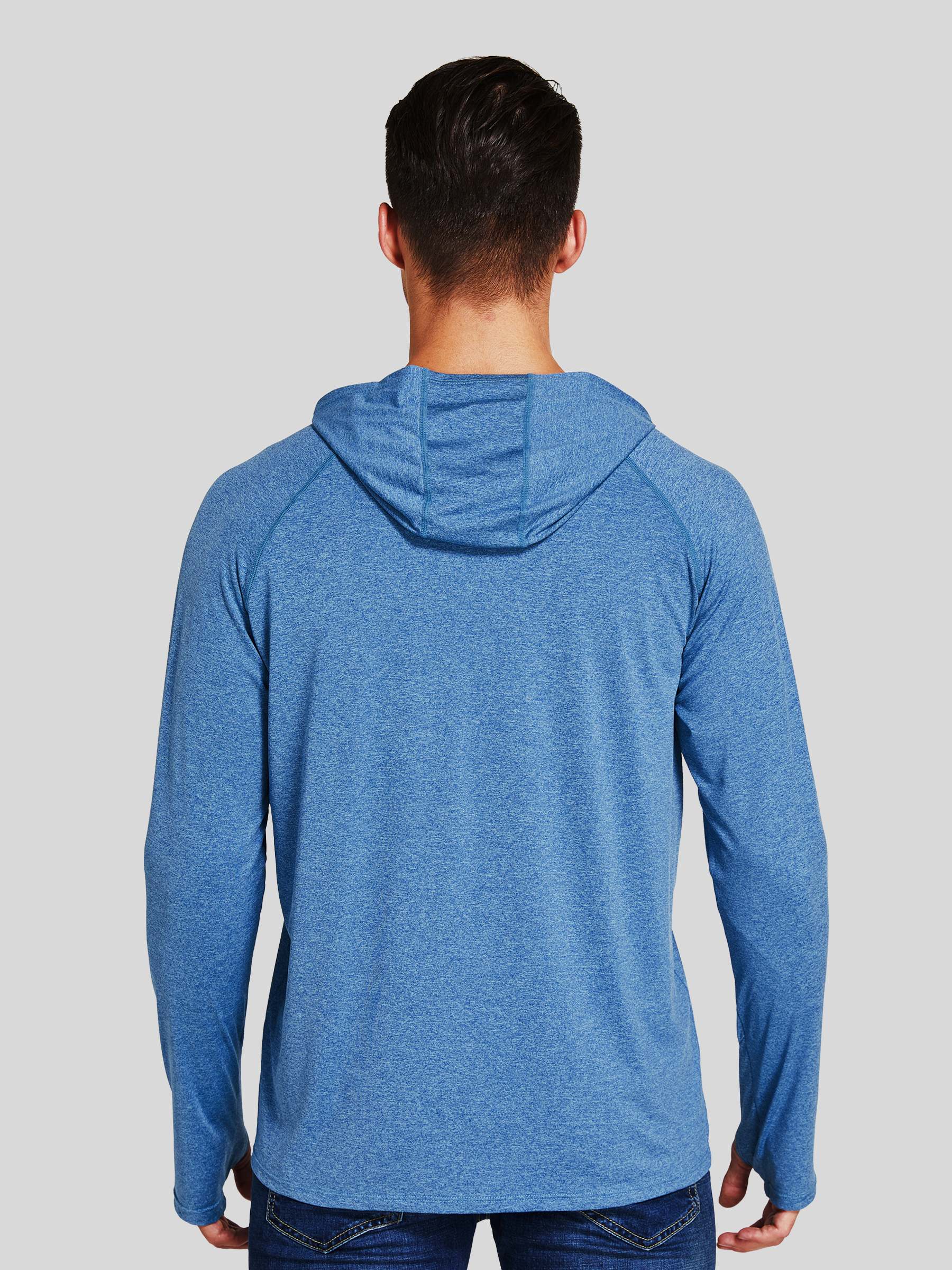 Willit Men's Sun Protection Long Sleeve Hooded Shirts in Blue