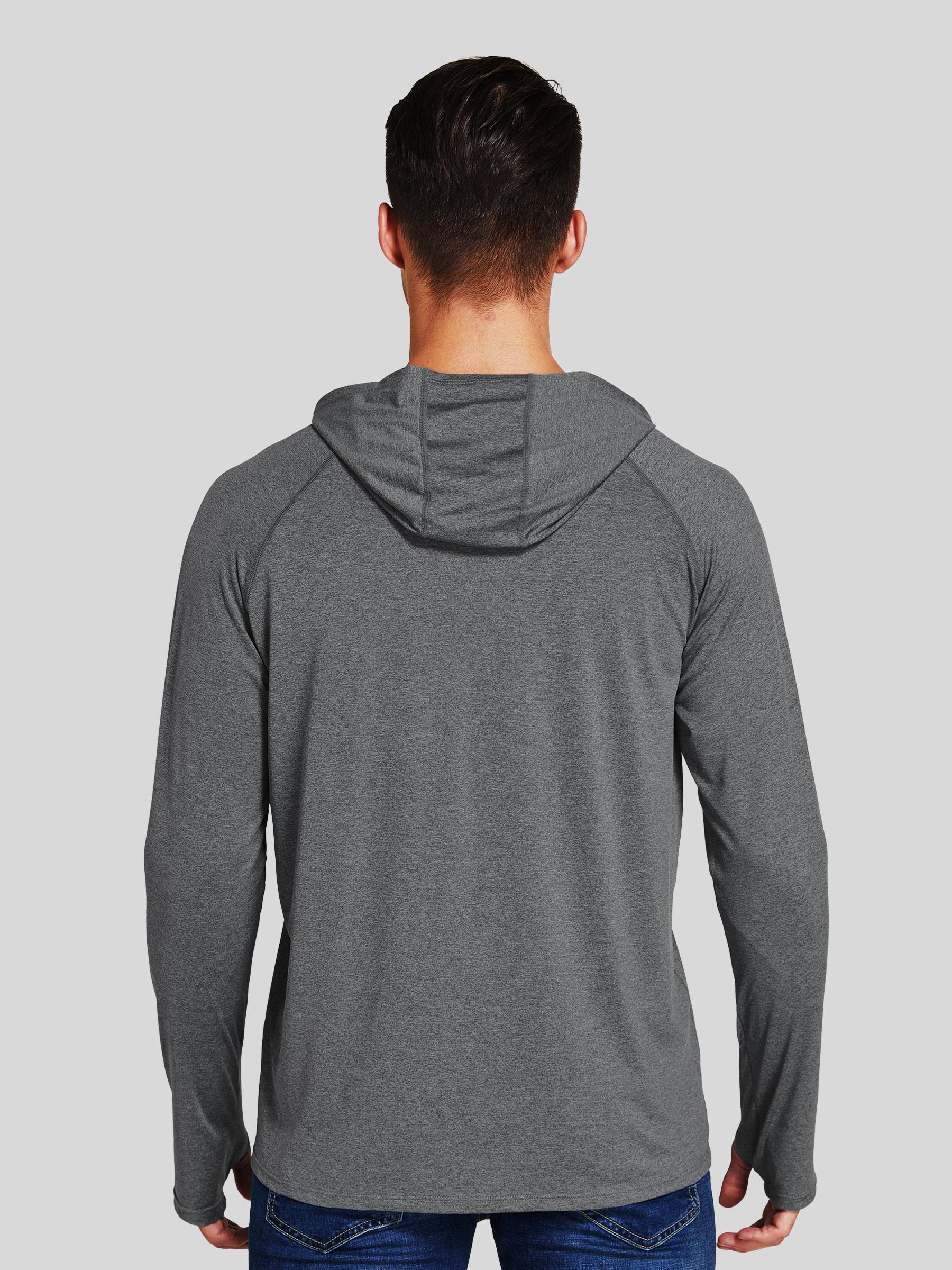 Willit Men's Sun Protection Long Sleeve Hooded Shirts in deep gray