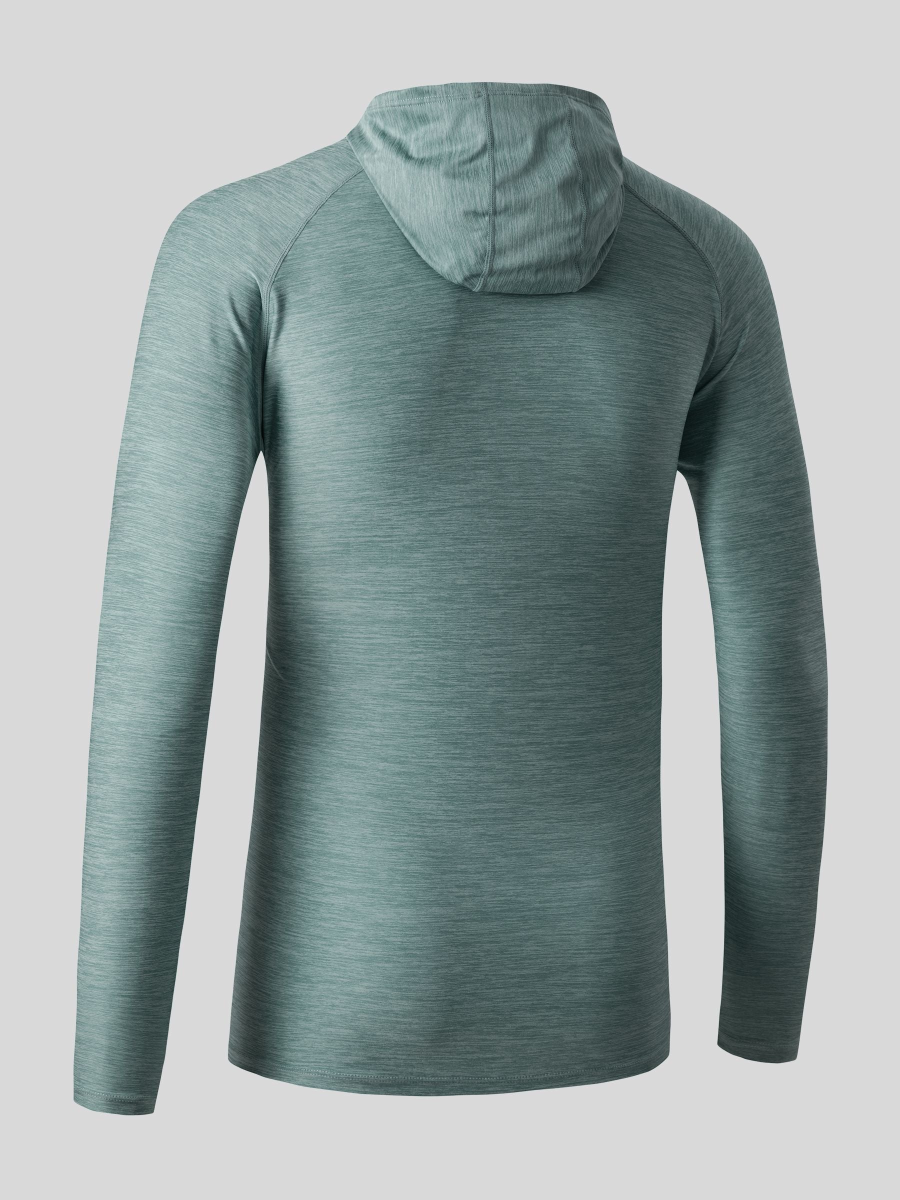 Willit Men's Sun Protection Long Sleeve Hooded Shirts in cyan