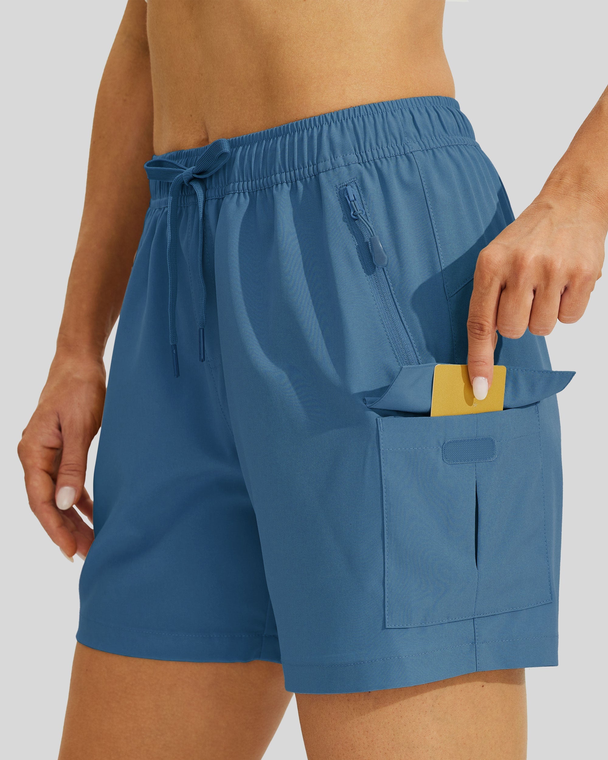 Willit Women's Hiking Workout Shorts in ocean blue3