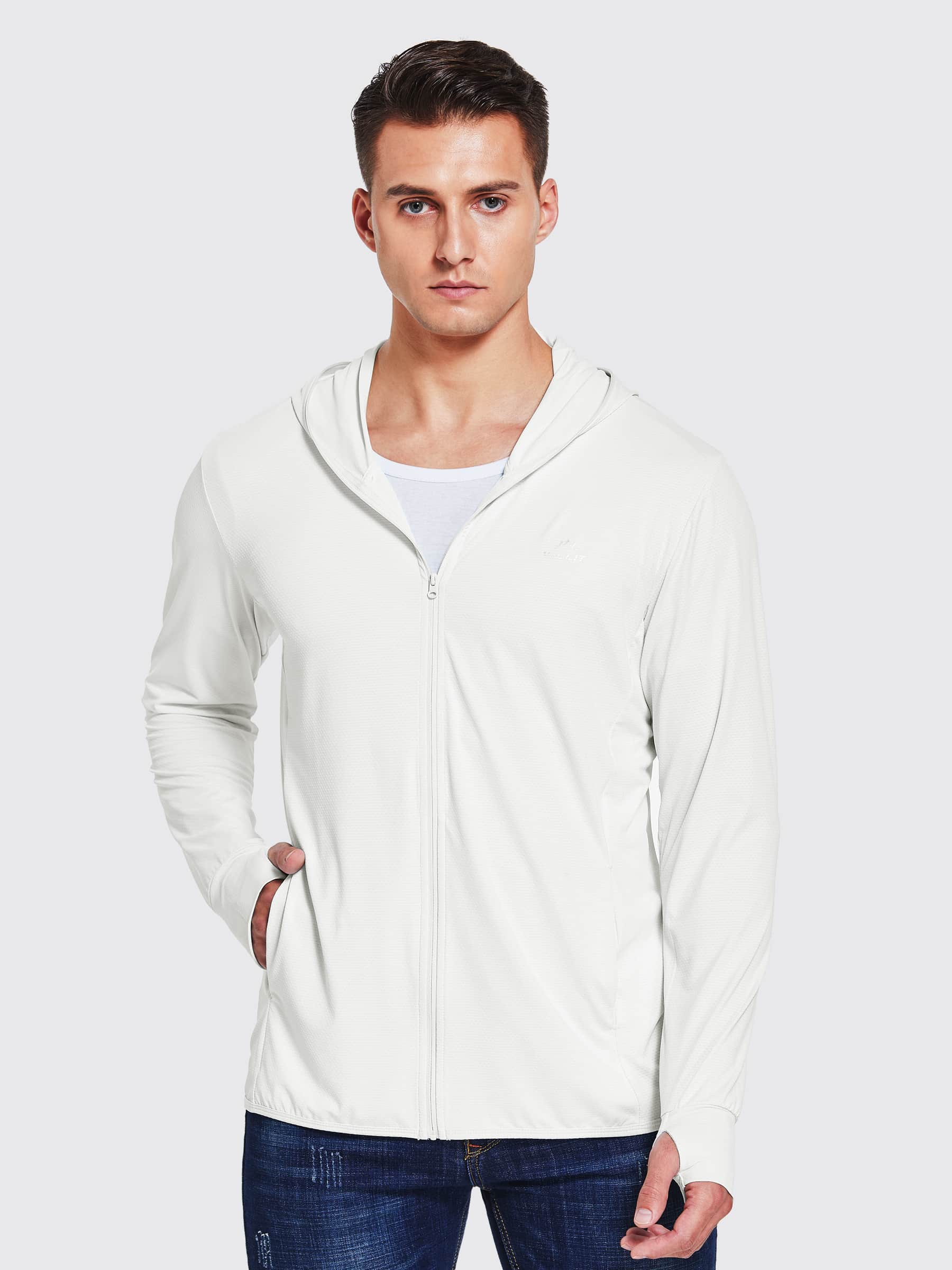 Willit Men's Sun Protection Jacket Full Zip_White_model1