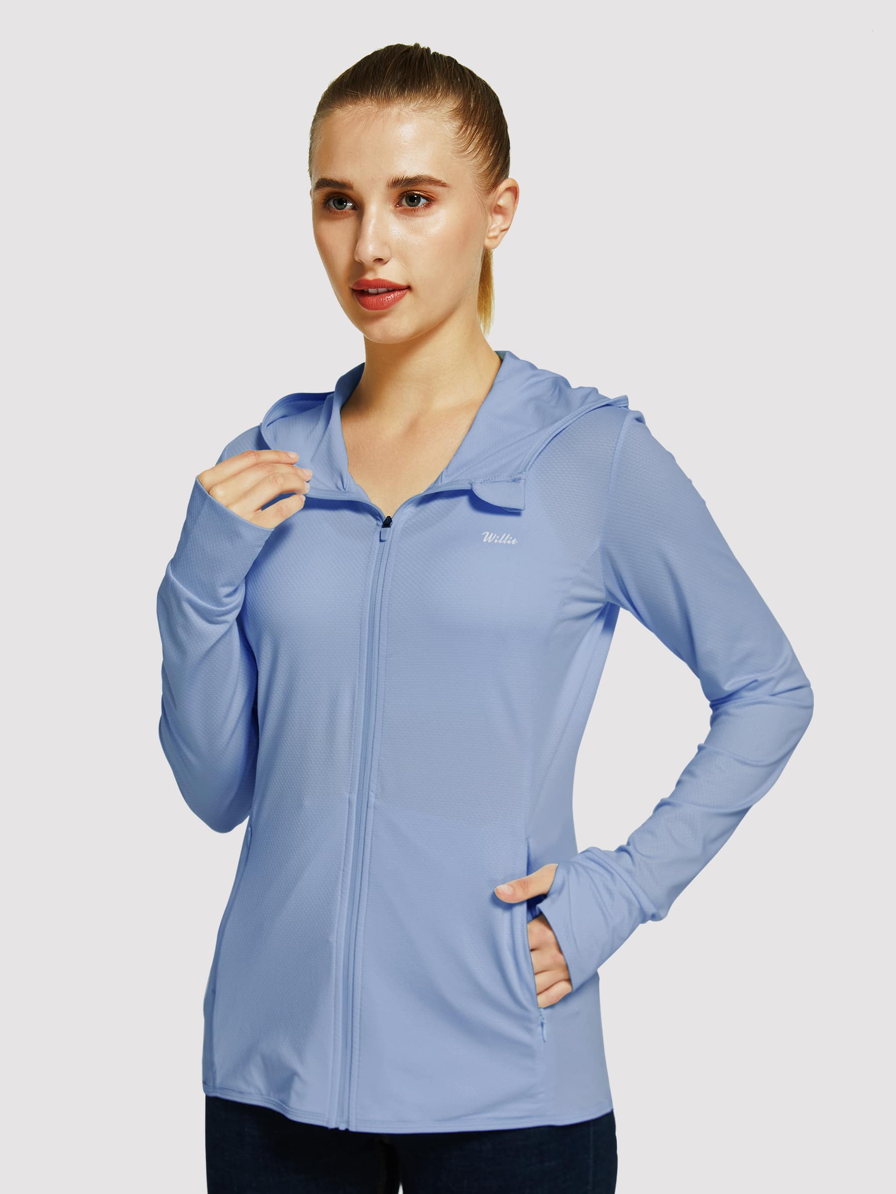 Willit Women's Outdoor Sun Protection Jacket Full Zip_Blue_model4