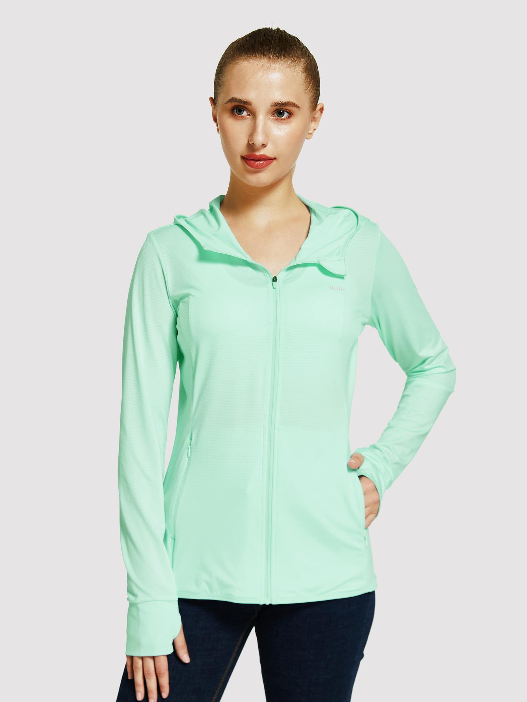 Willit Women's Outdoor Sun Protection Jacket Full Zip_Mint_model4