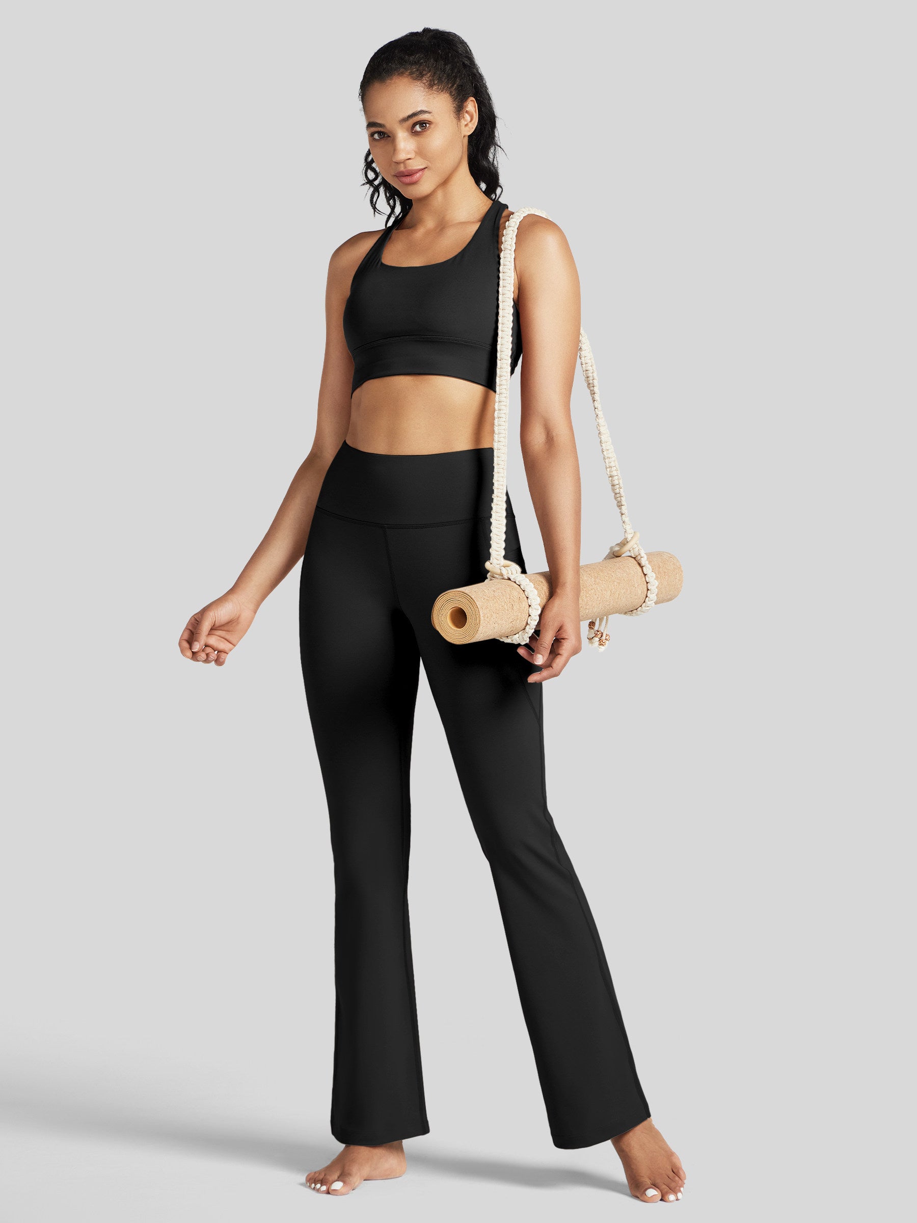 Womens Stretchy Yoga Pants Bootcut 29 Inch black