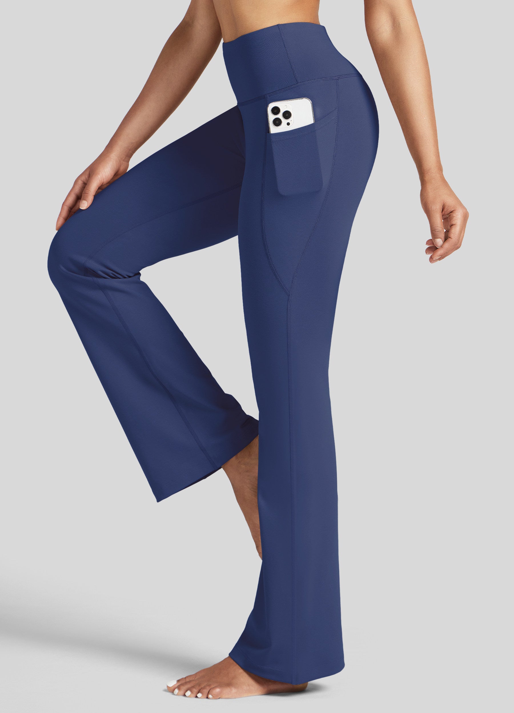 Womens Stretchy Yoga Pants Bootcut 31 Inch deep blue