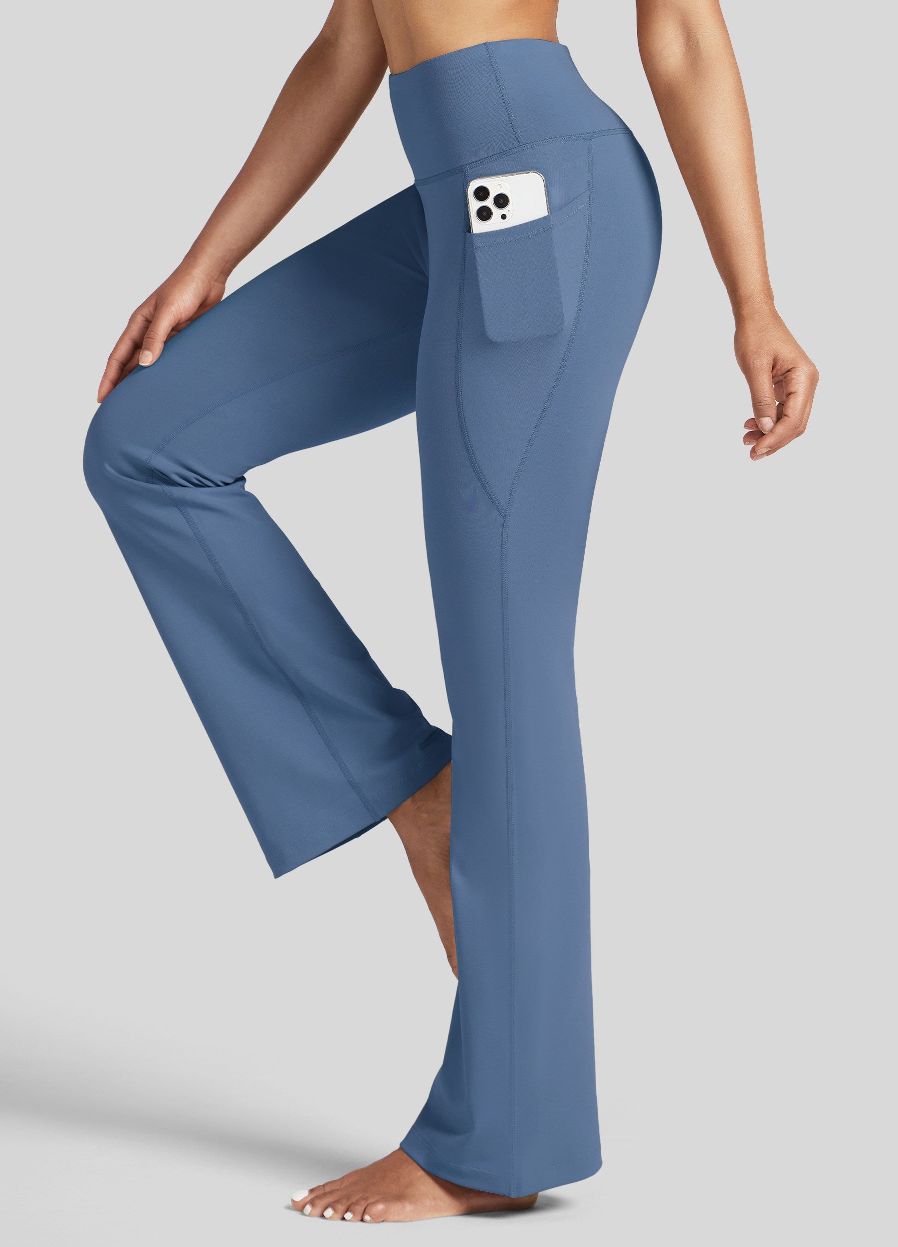 Womens Stretchy Yoga Pants Bootcut 31 Inch fog blue