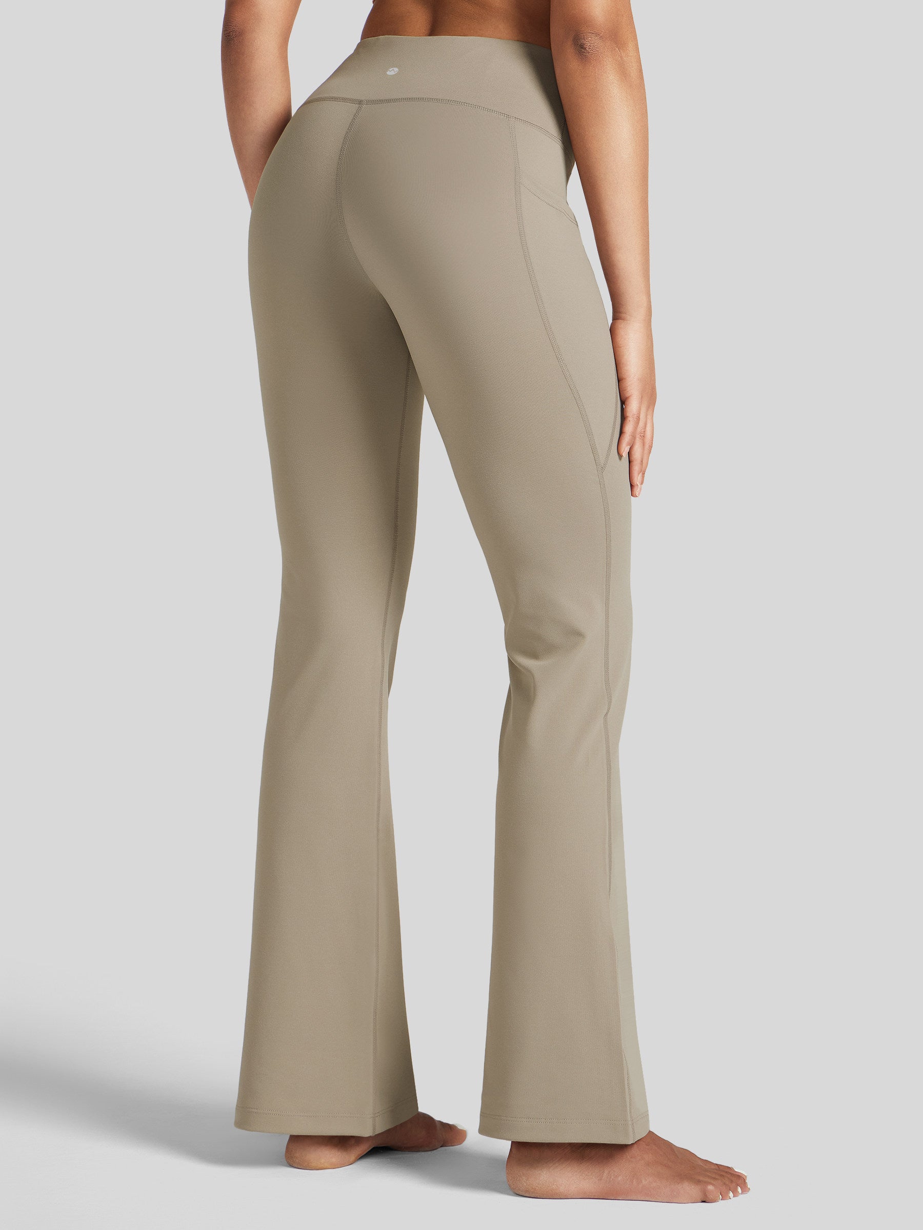 Womens Stretchy Yoga Pants Bootcut 29 Inch khaki