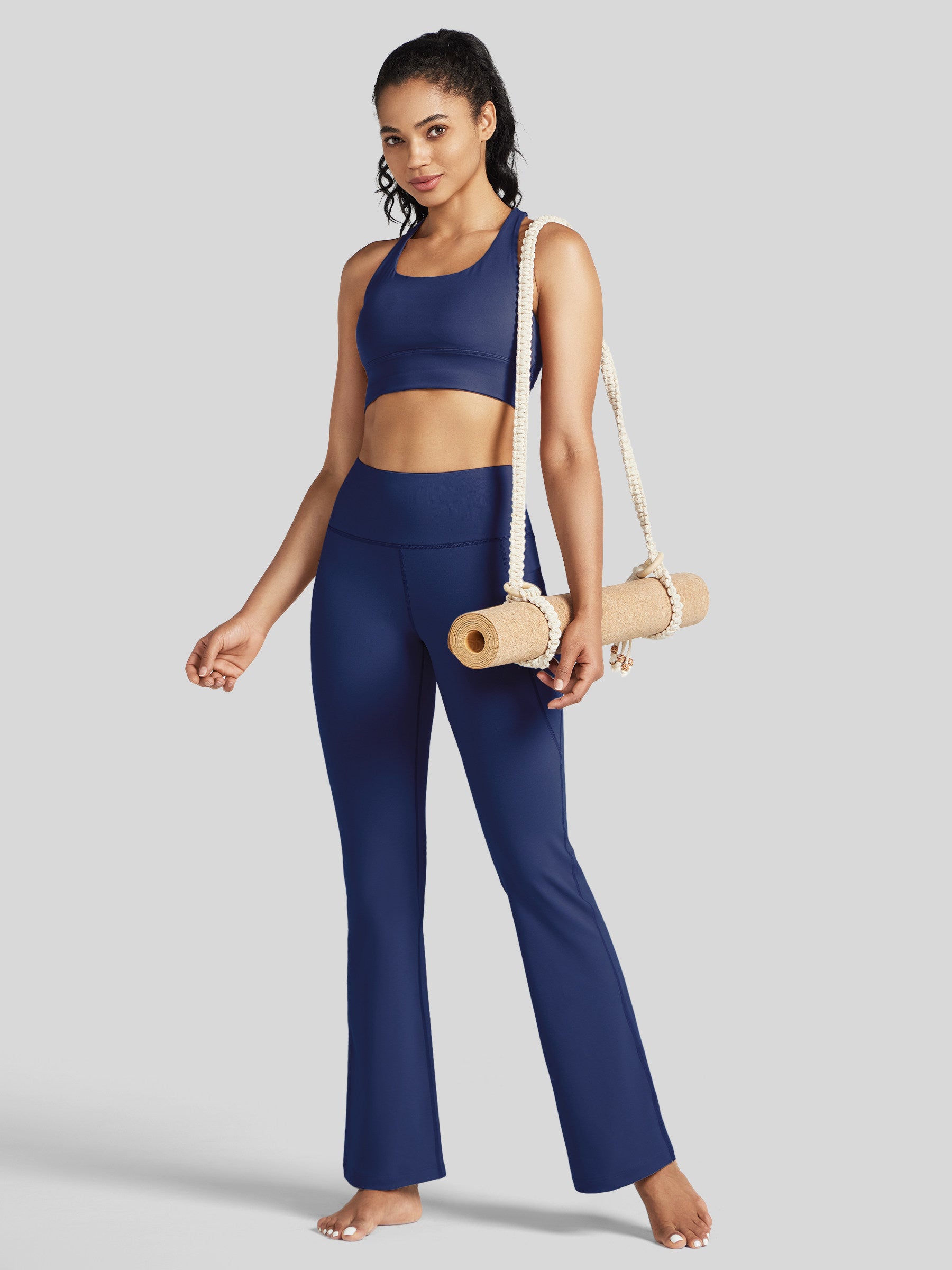 Womens Stretchy Yoga Pants Bootcut 31 Inch navy